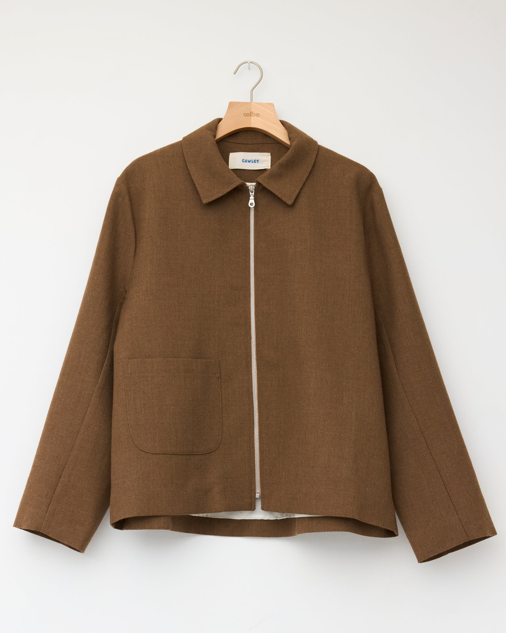 British Wool Zip Up Sandy Jacket, Tobacco