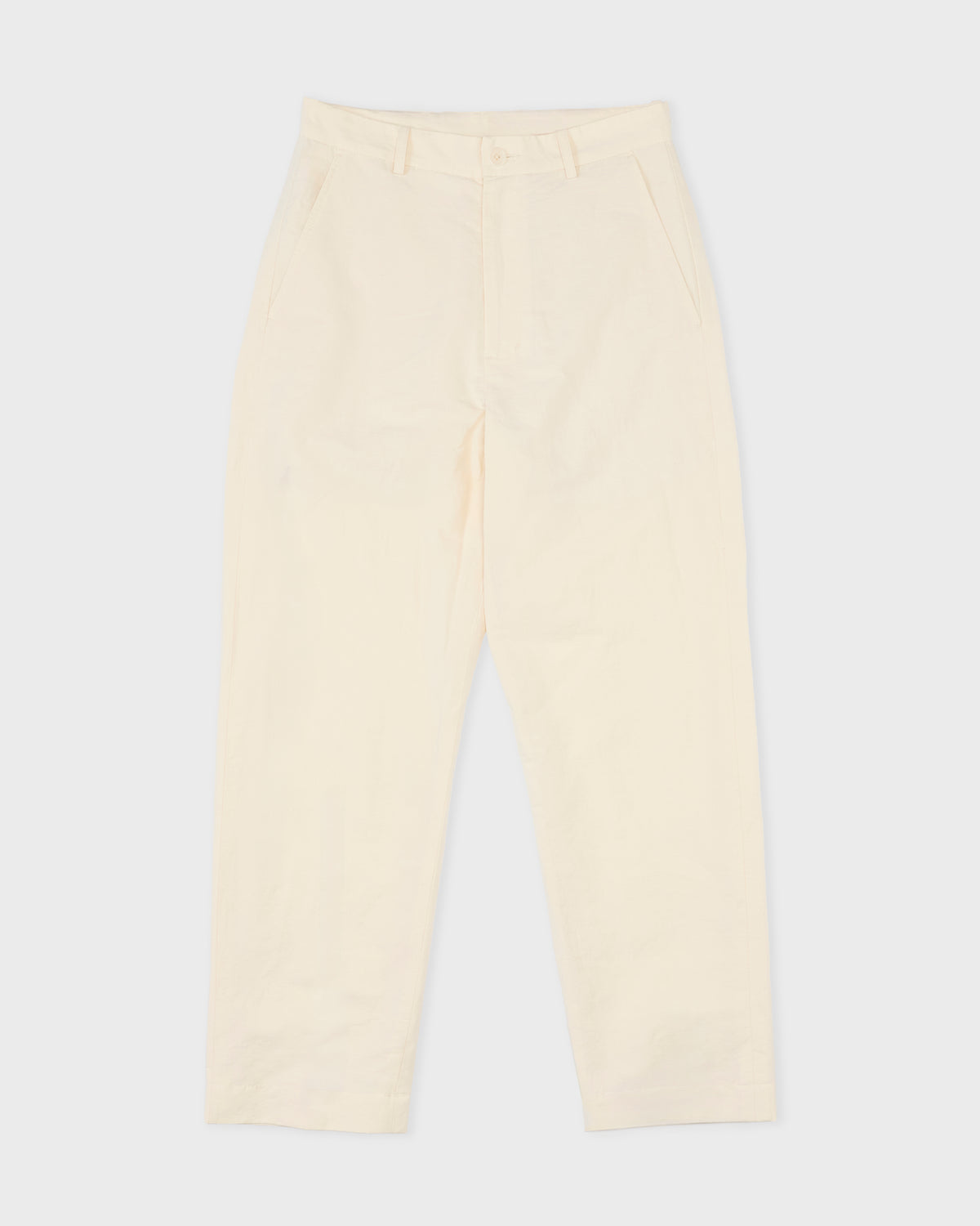 Colbo Chinos in ivory cotton-linen, front, flat lay