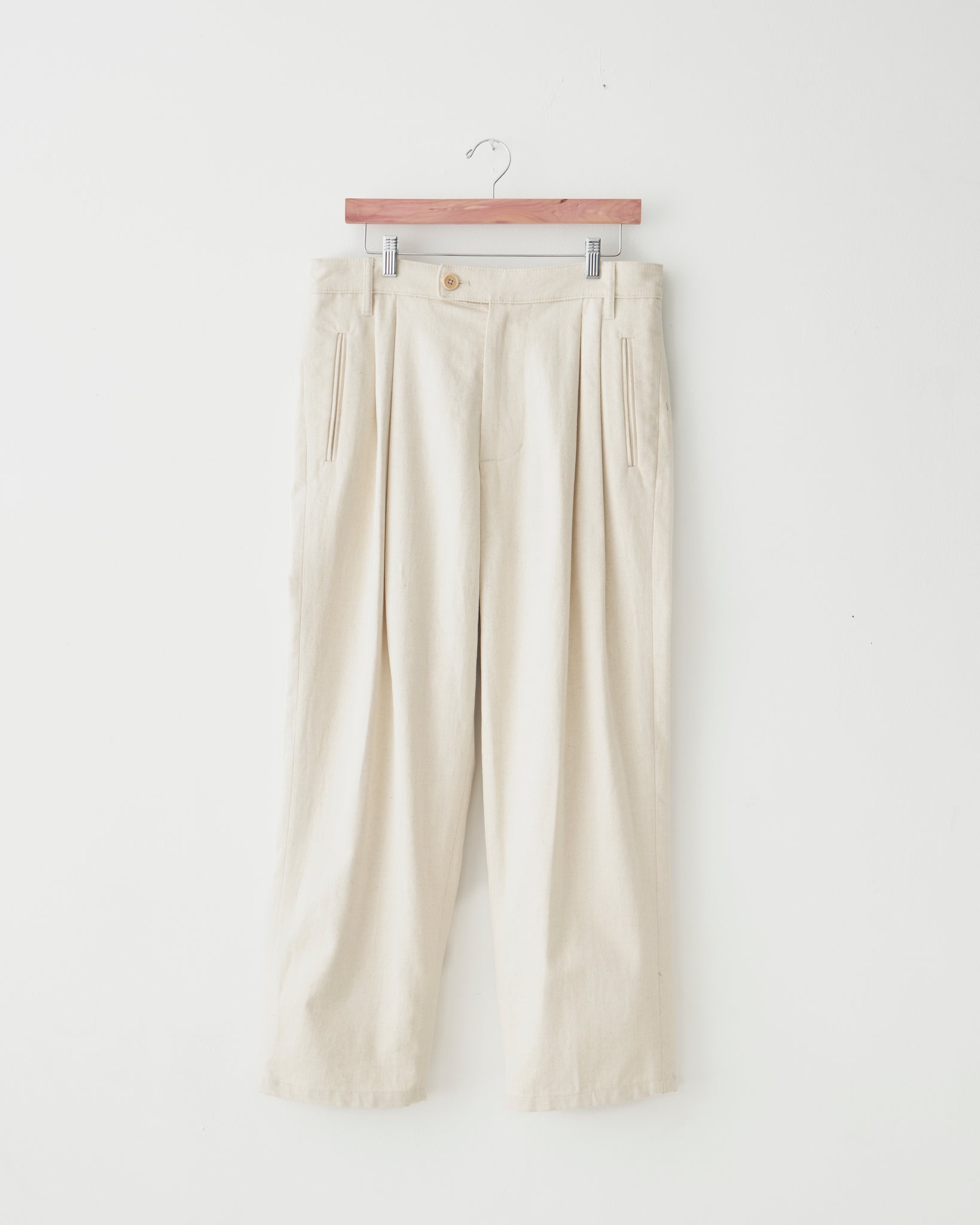 Double Pleat Pants, Natural Linen + Cotton
