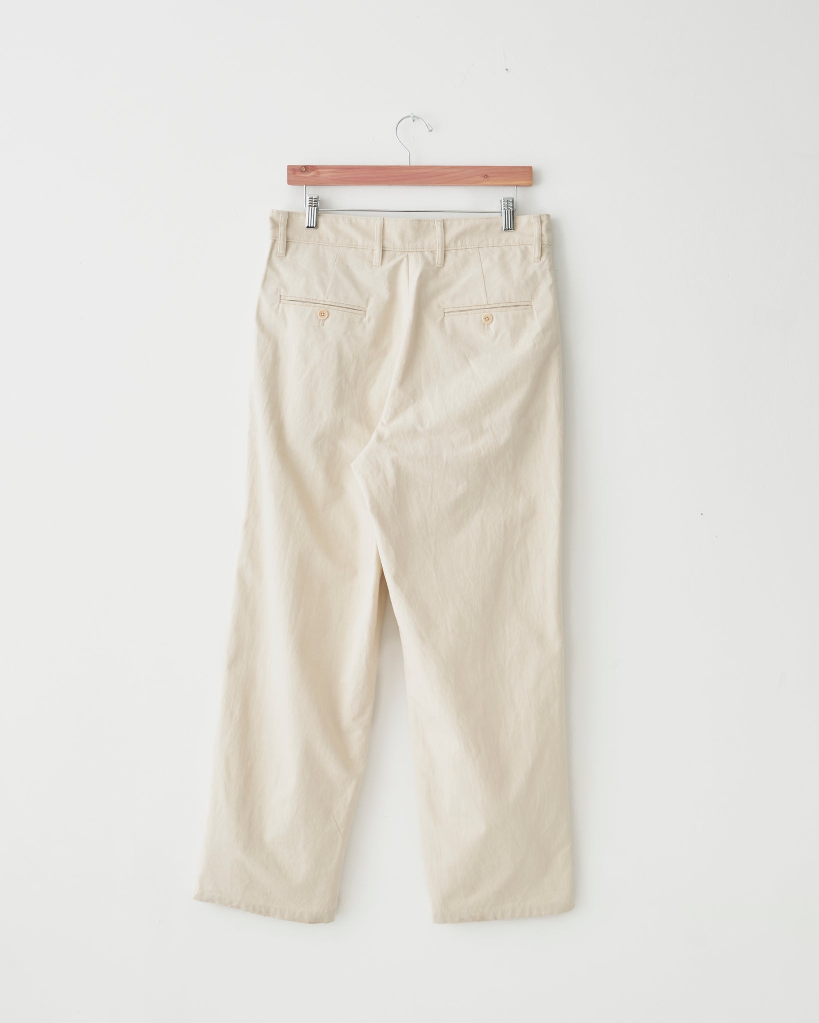 Double Pleat Pants, Natural Cotton