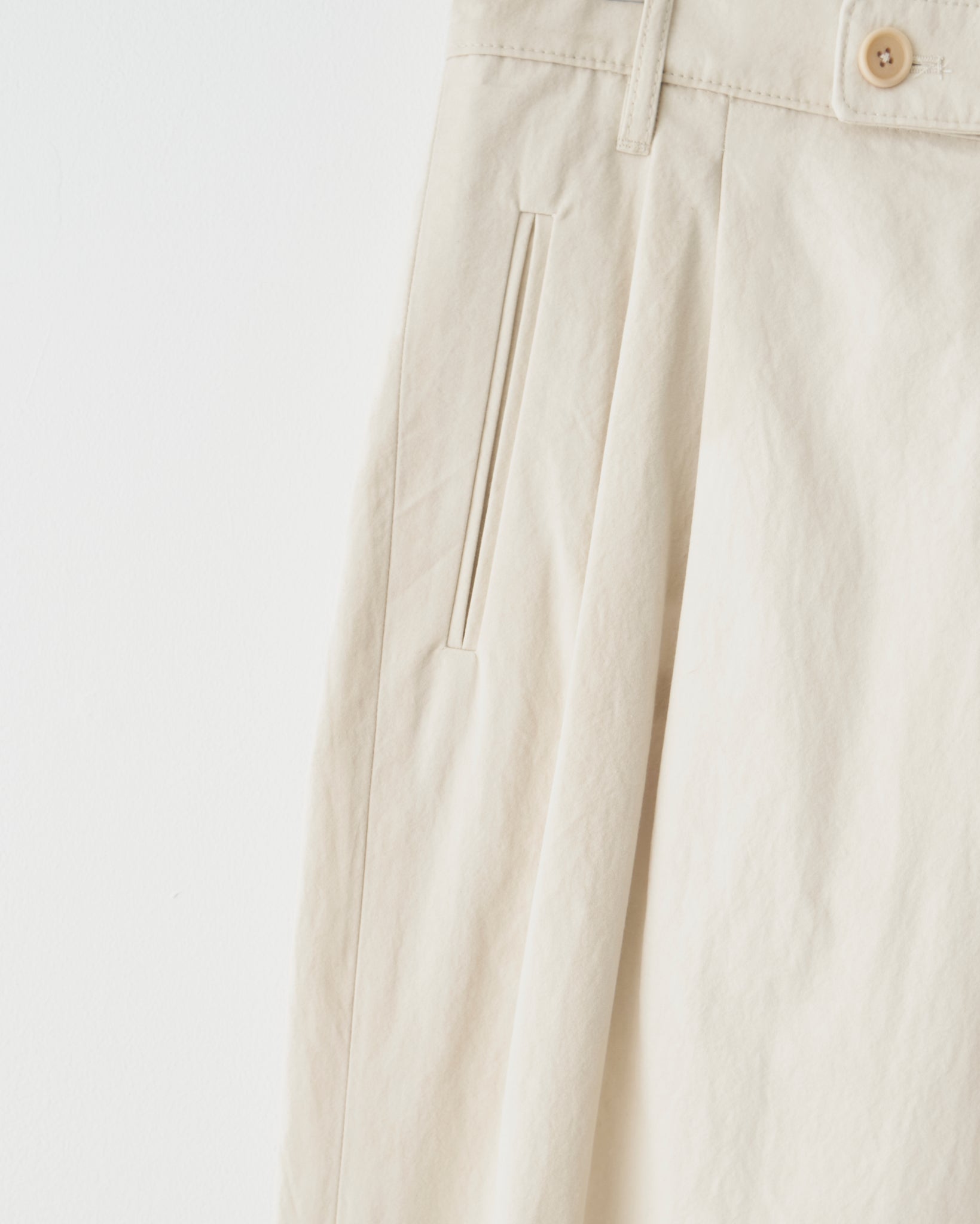 Double Pleat Pants, Natural Cotton