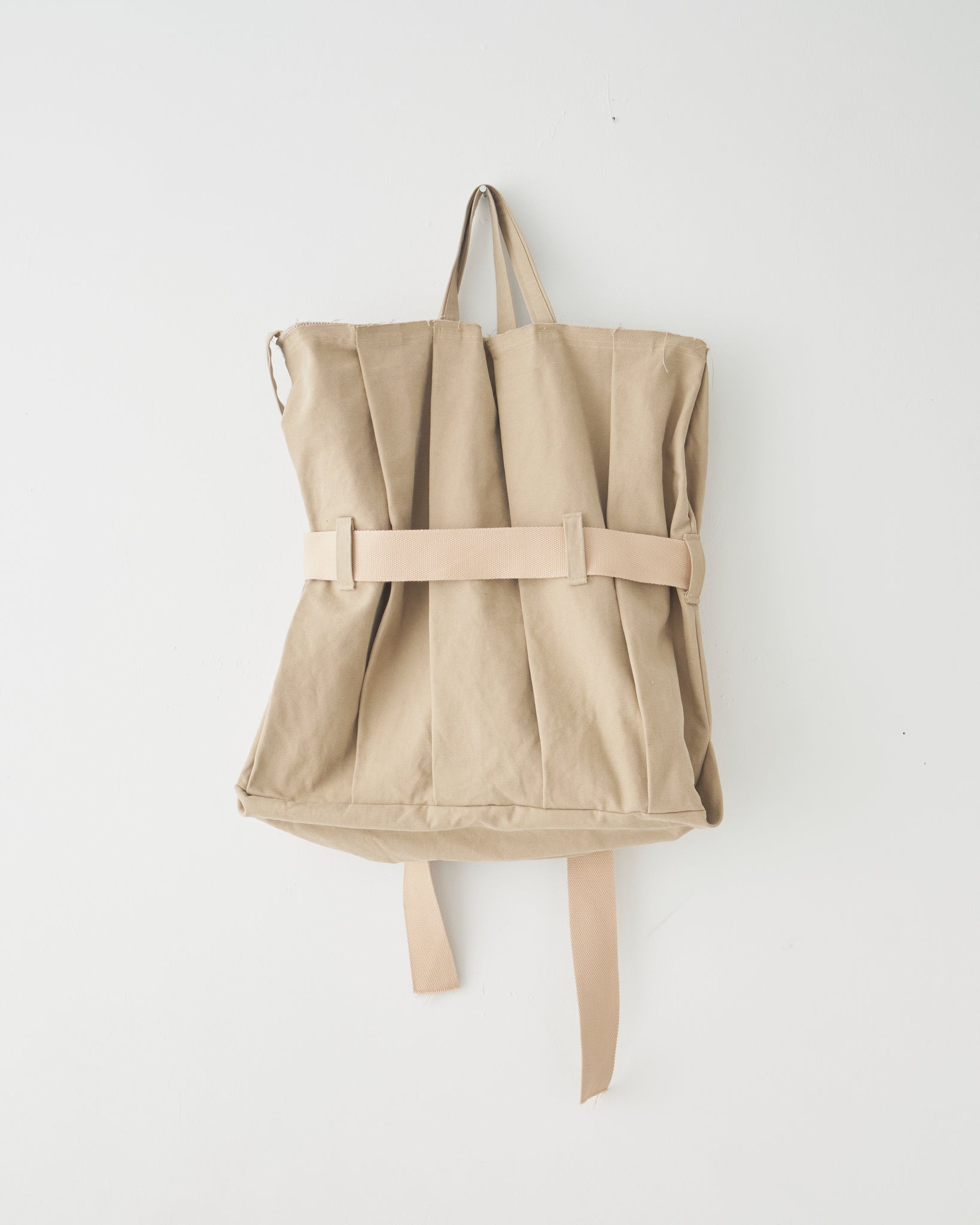 Belted Pleat Tote, Beige