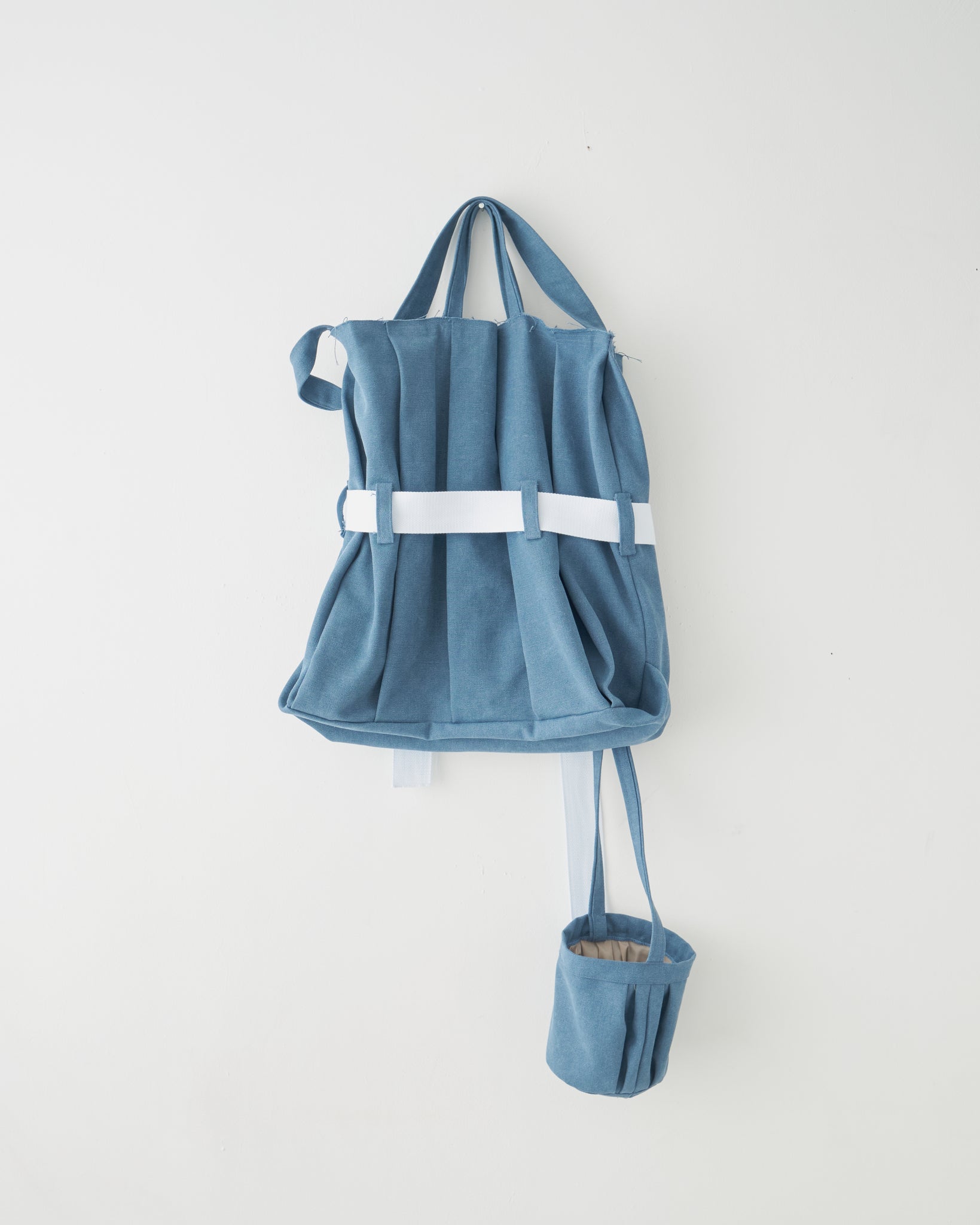 Belted Pleat Tote, Blue