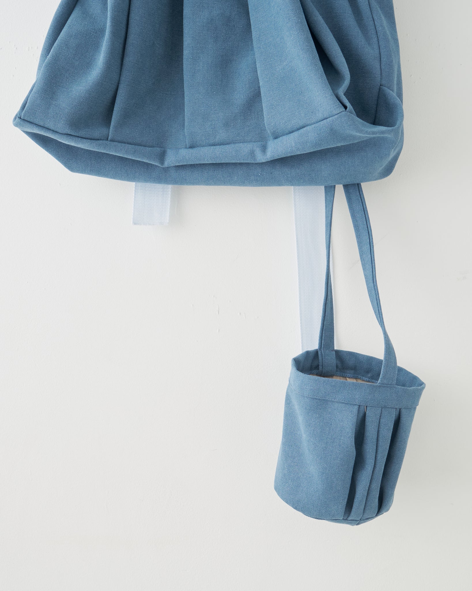 Belted Pleat Tote, Blue