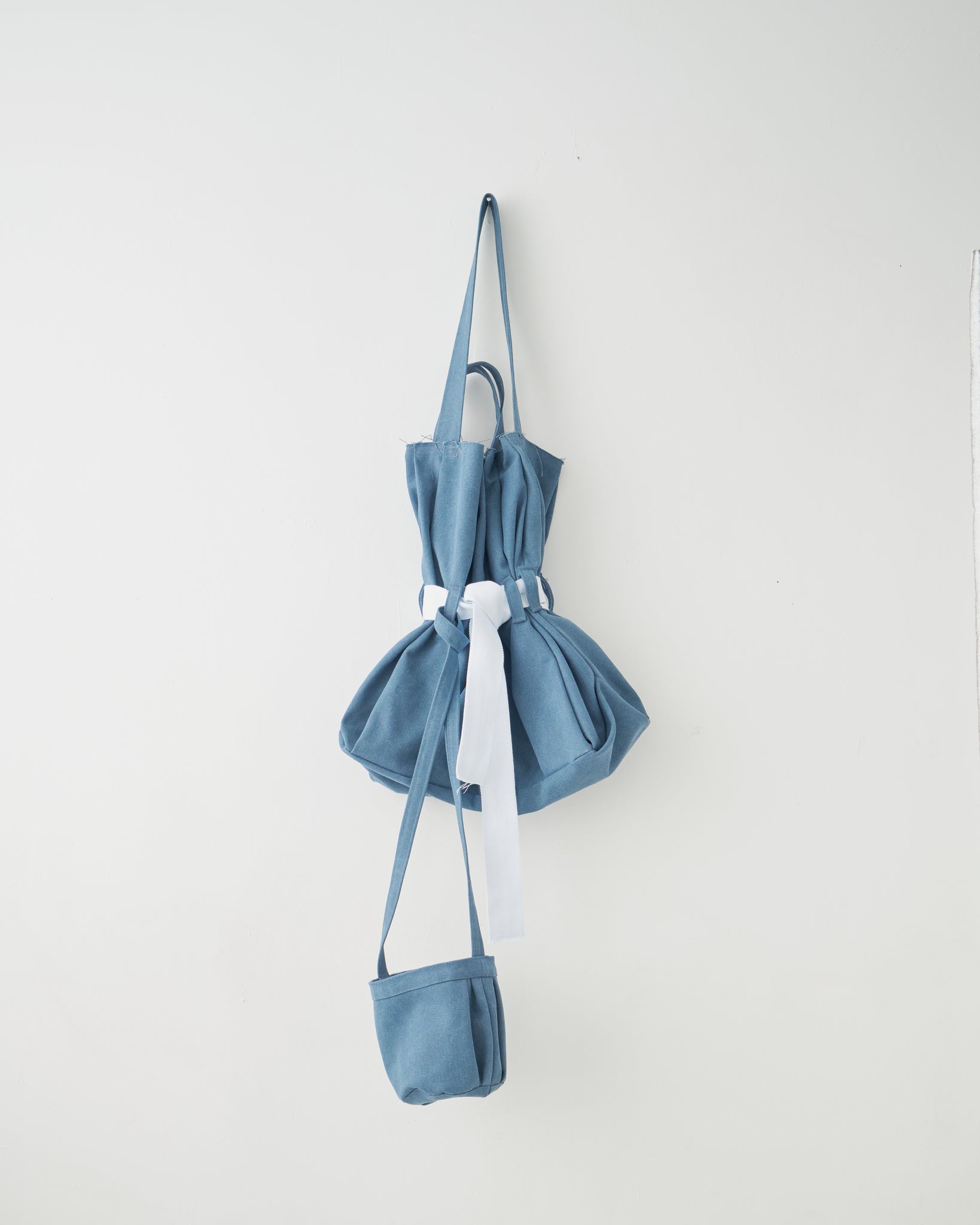 Belted Pleat Tote, Blue