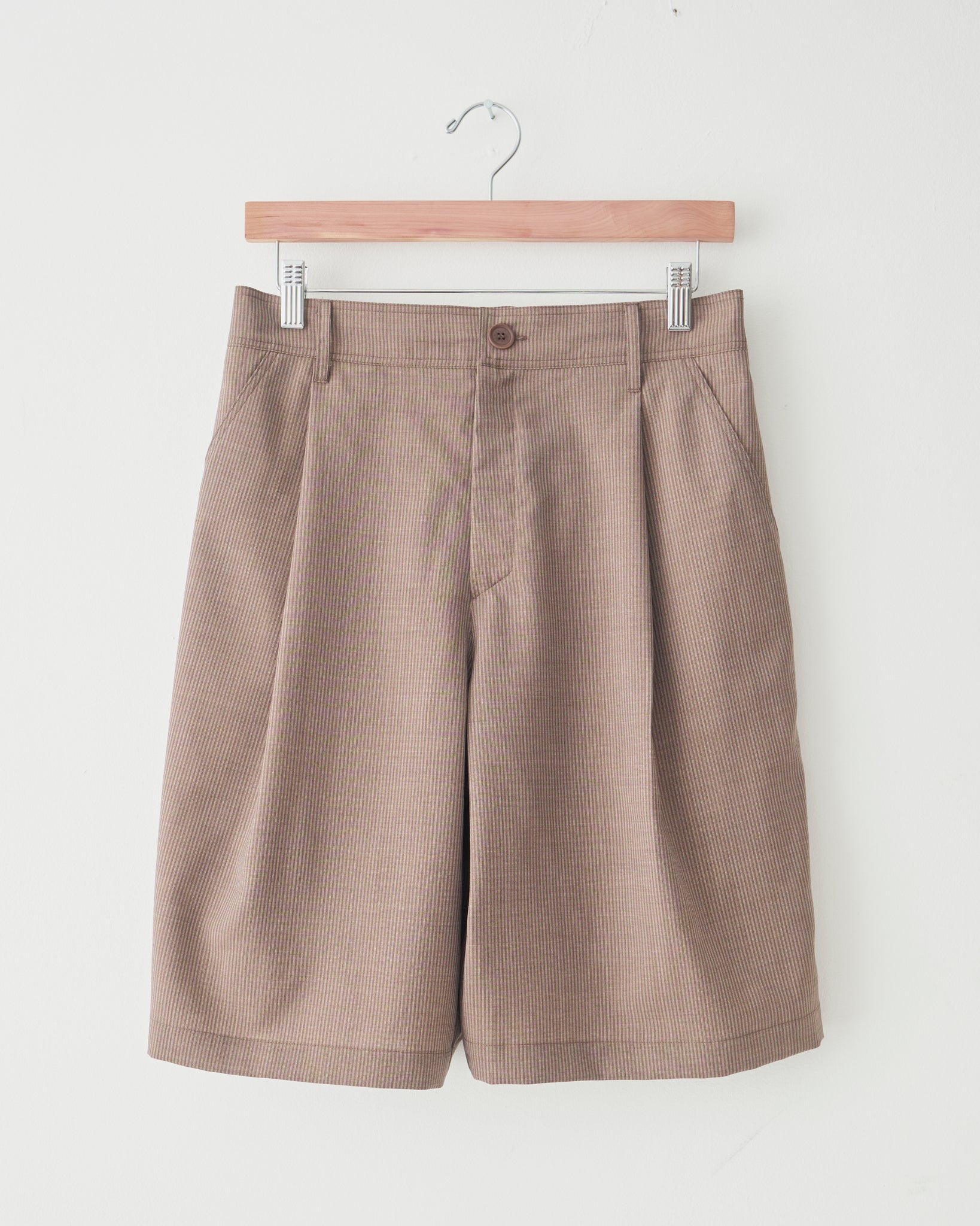 Single Pleat Shorts, Striped