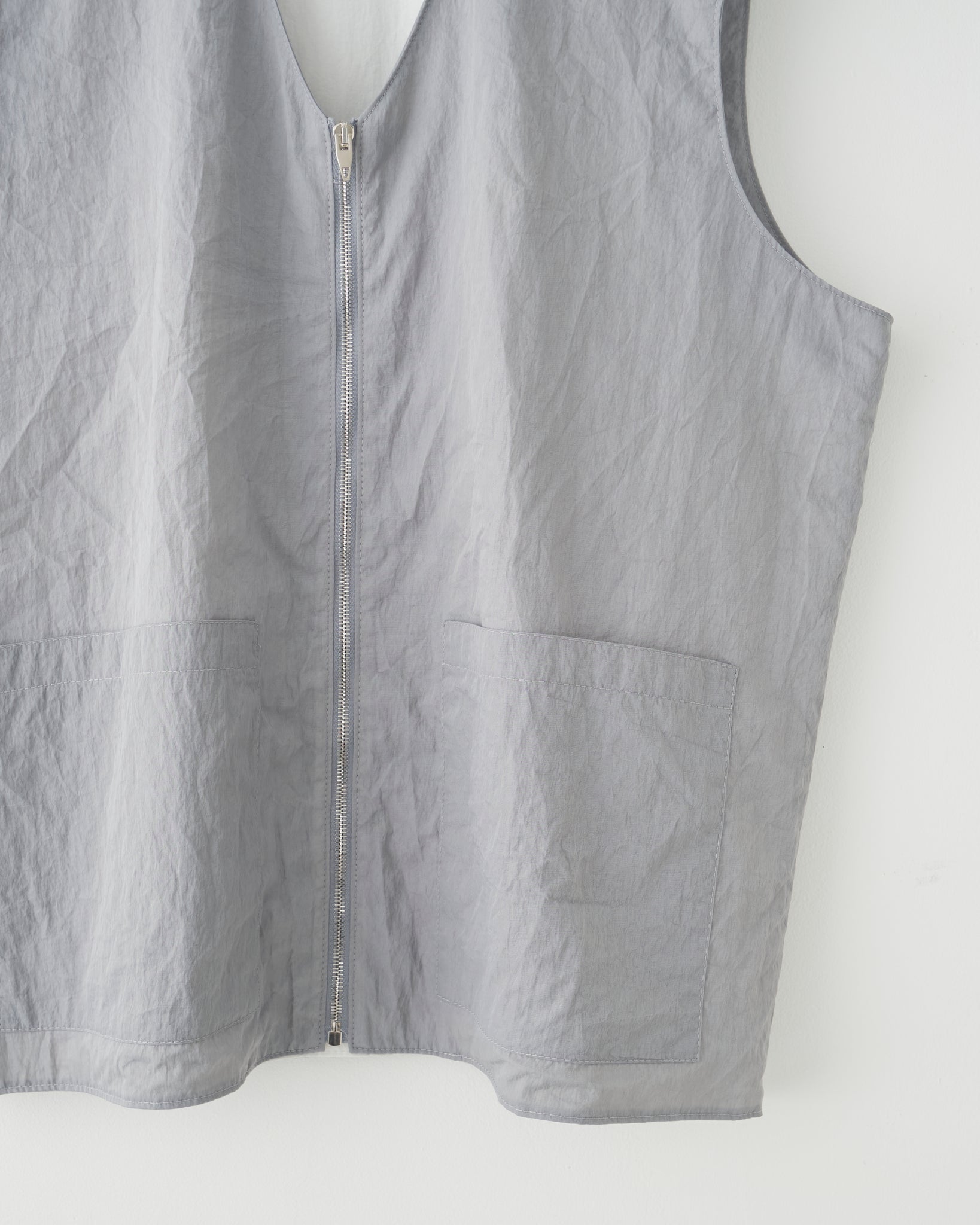 Nylon Zip Vest, Slate Blue