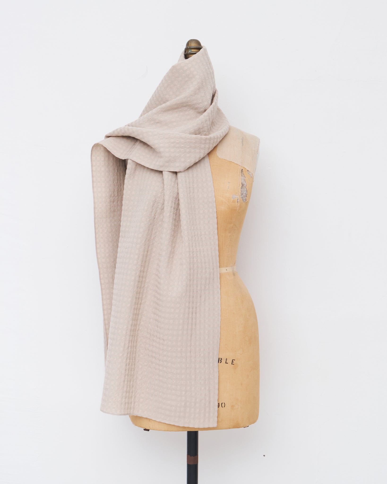 Scarf, Textured Beige Plaid