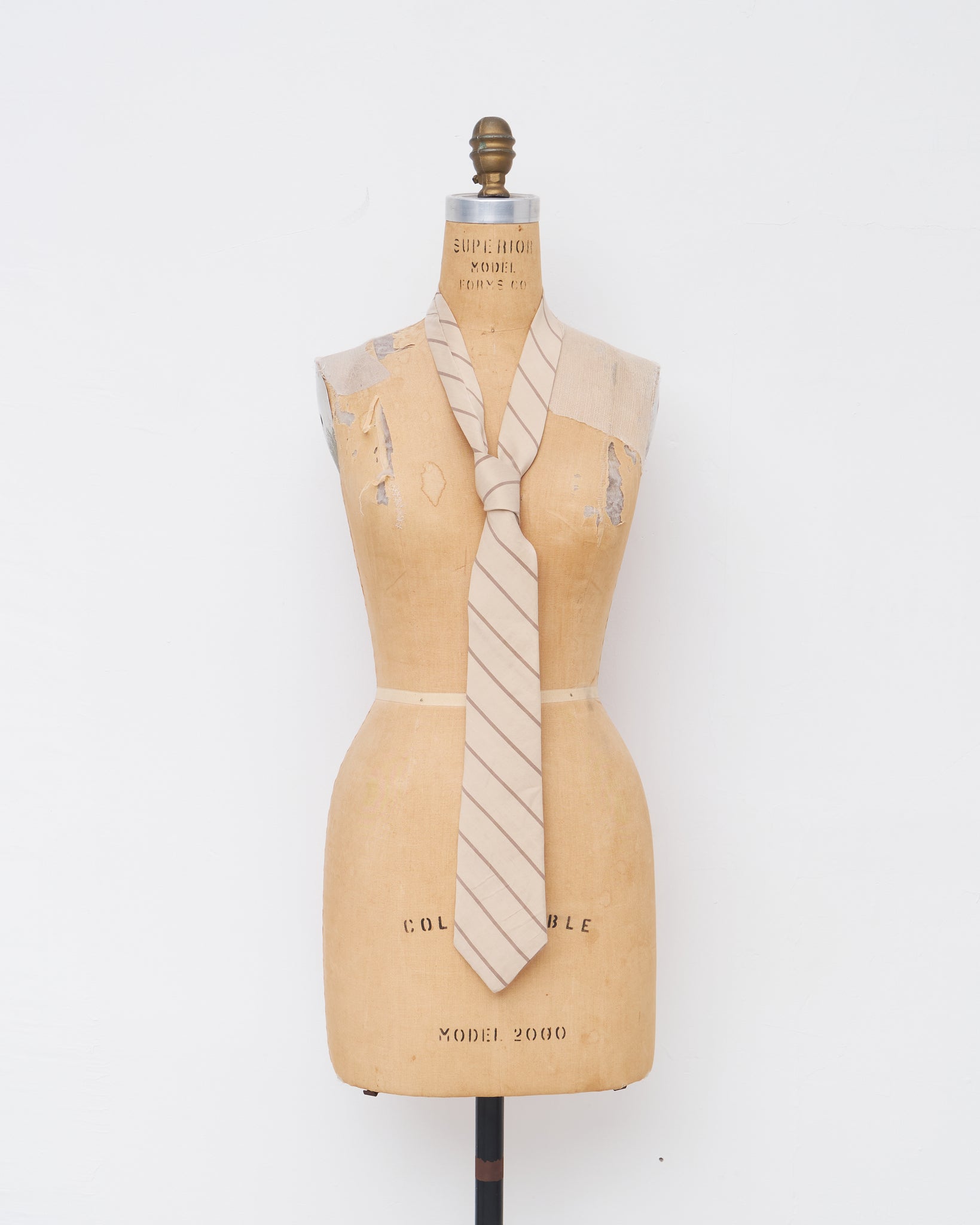 Tie, Beige Taupe Stripe
