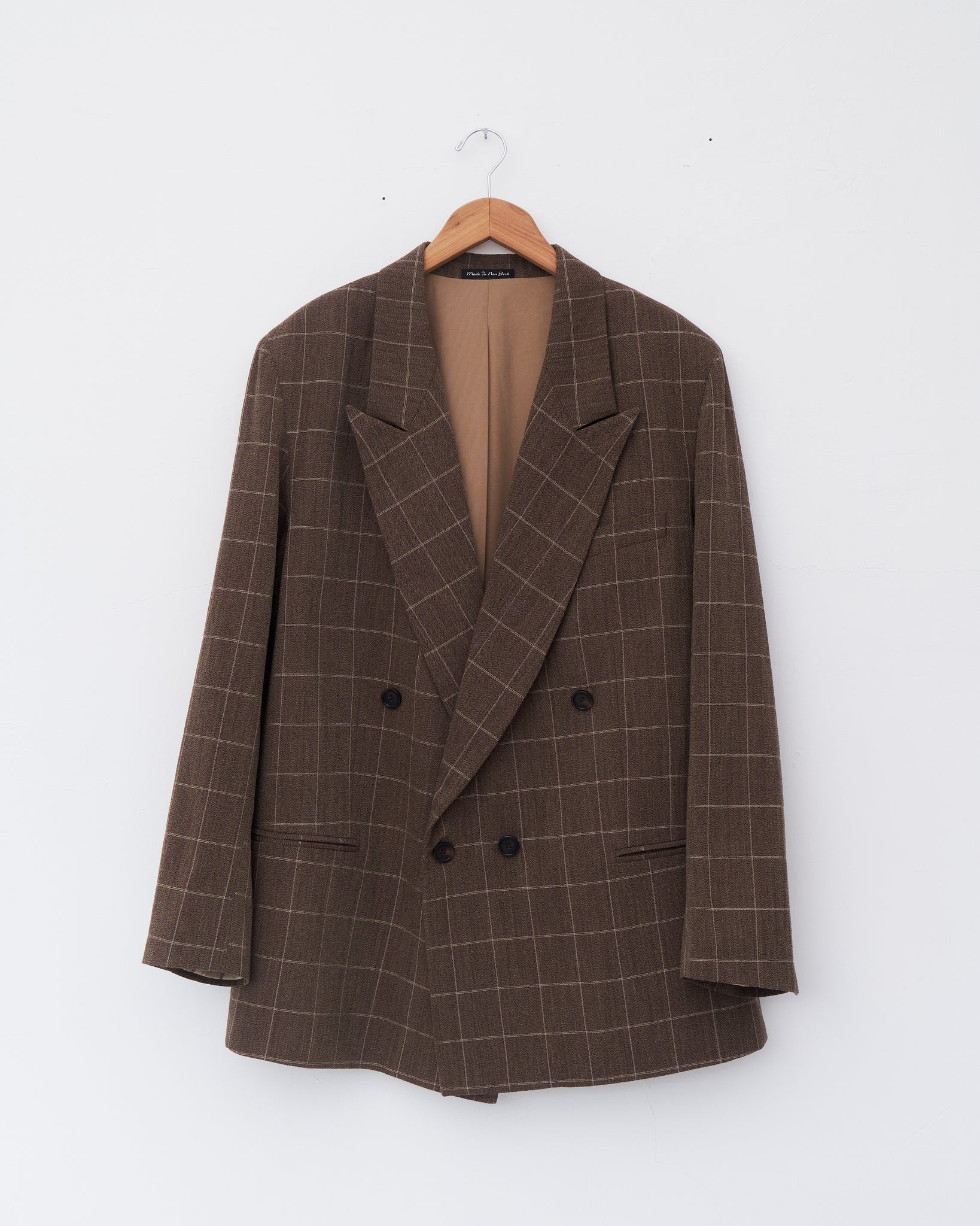 Double Breasted Blazer, Vintage Brown Plaid