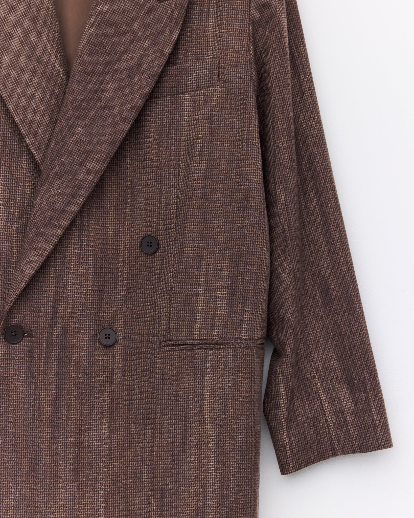 Double Breasted Blazer, Washed Brown Houndstooth