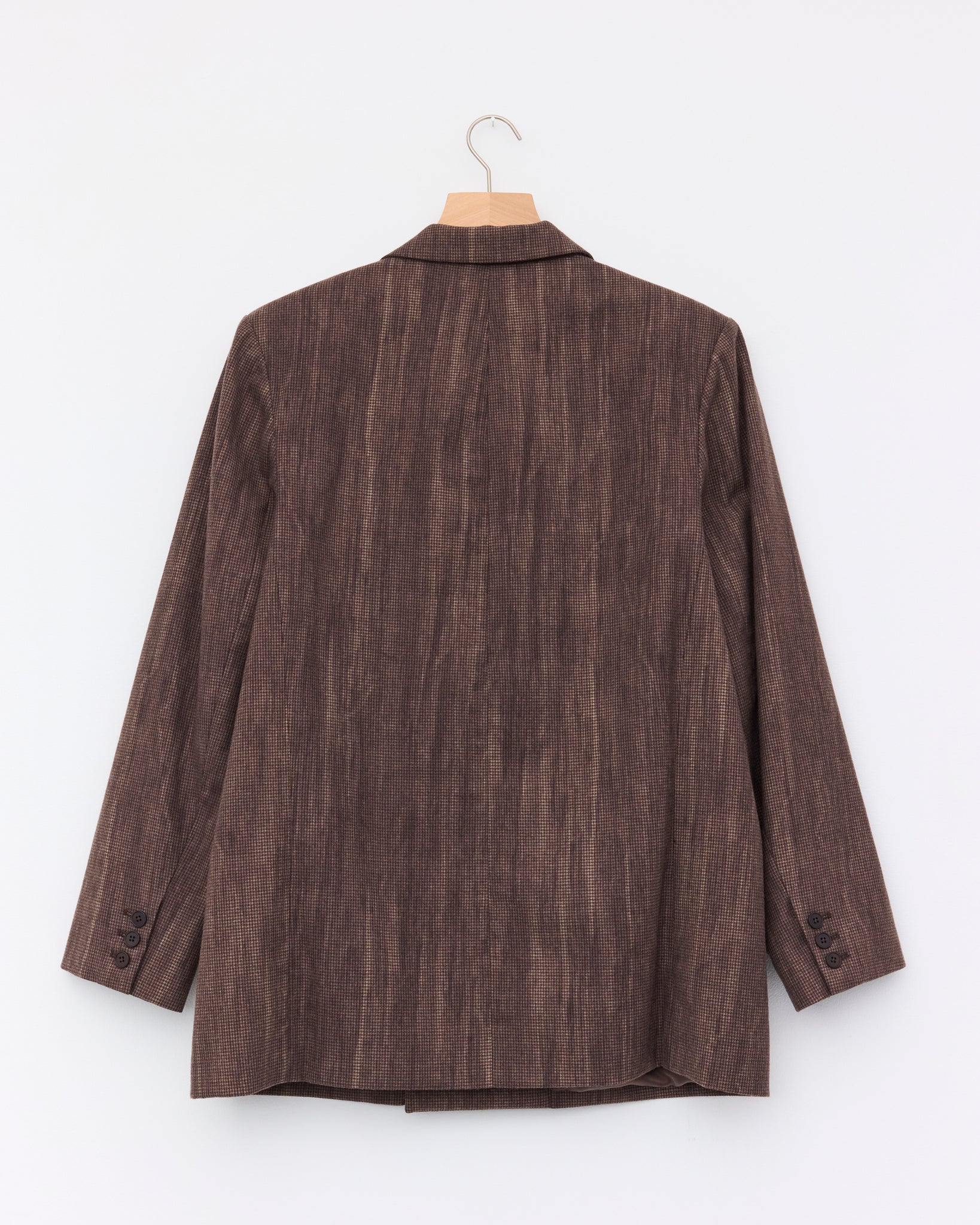 Double Breasted Blazer, Washed Brown Houndstooth