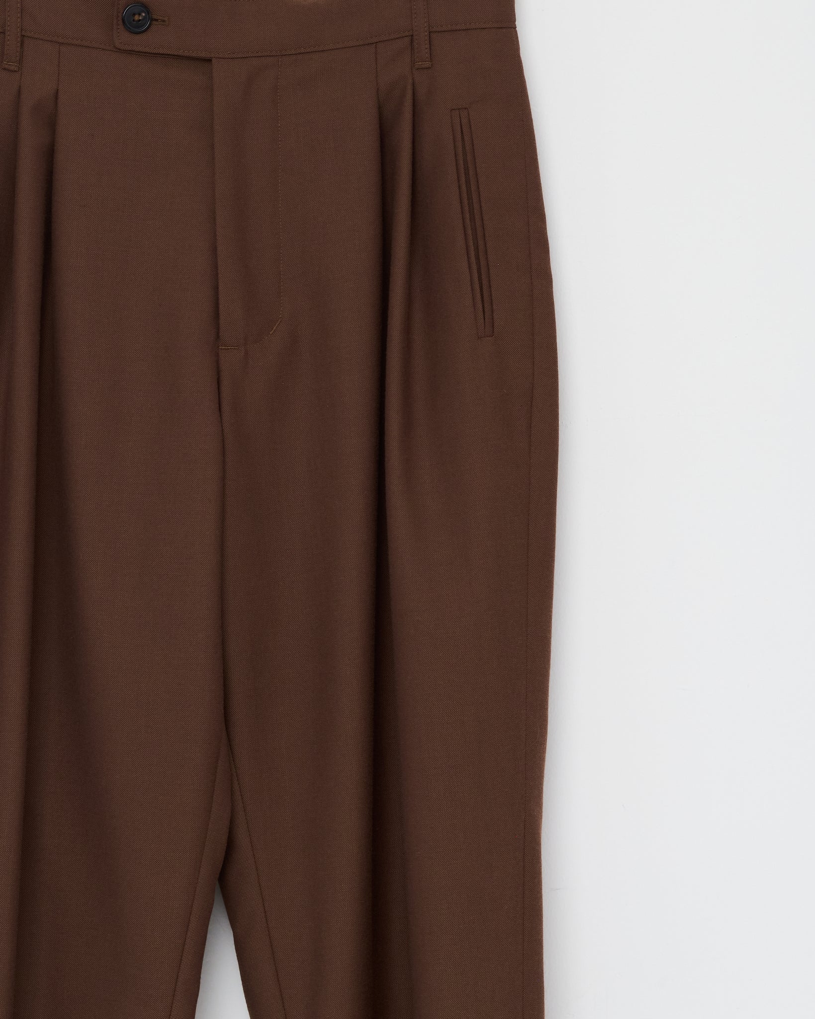 Double Pleat Pants, Brown