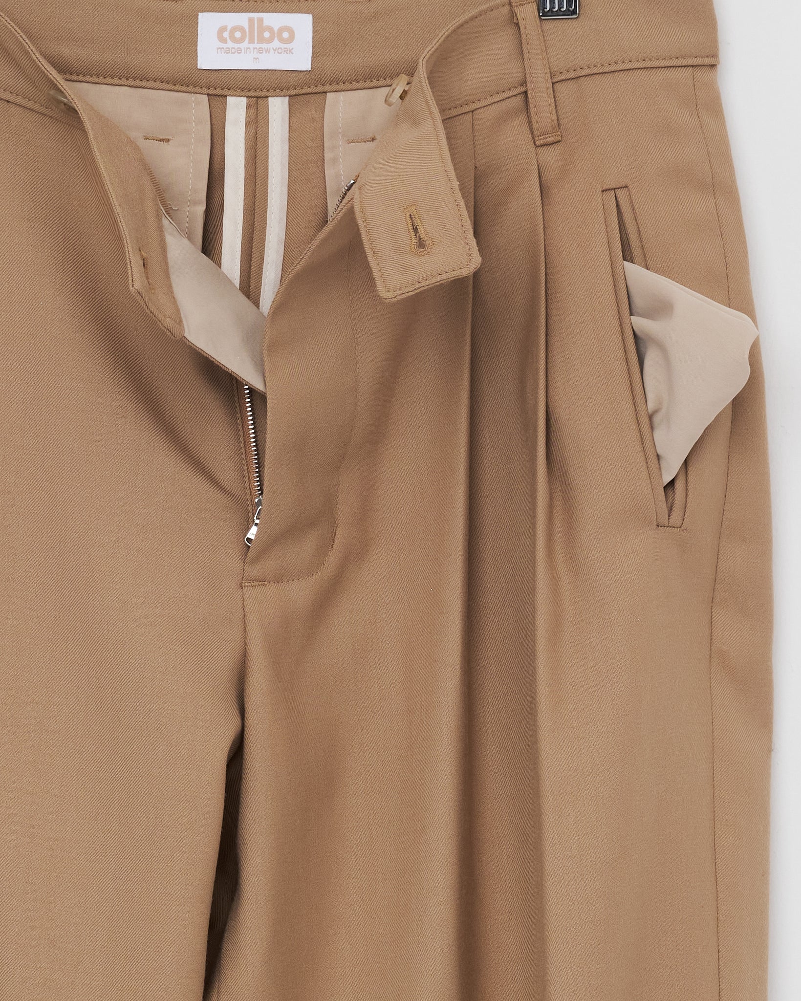 Double Pleat Pants, Golden Beige