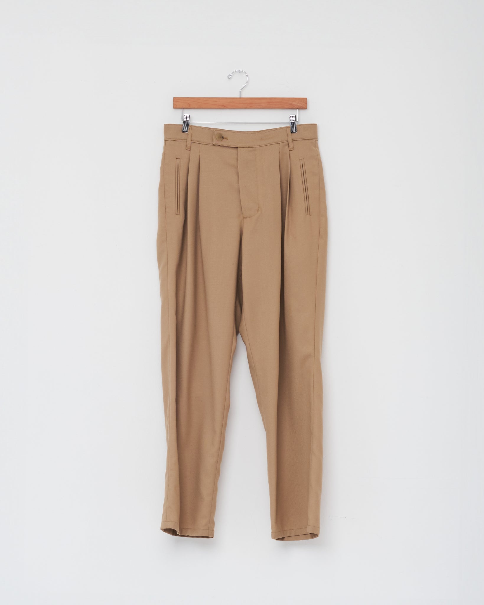 Double Pleat Pants, Golden Beige