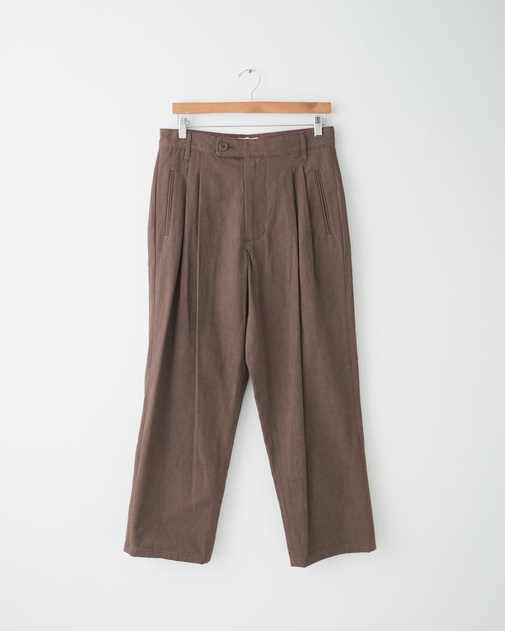 Double Pleat Pants, Washed Brown