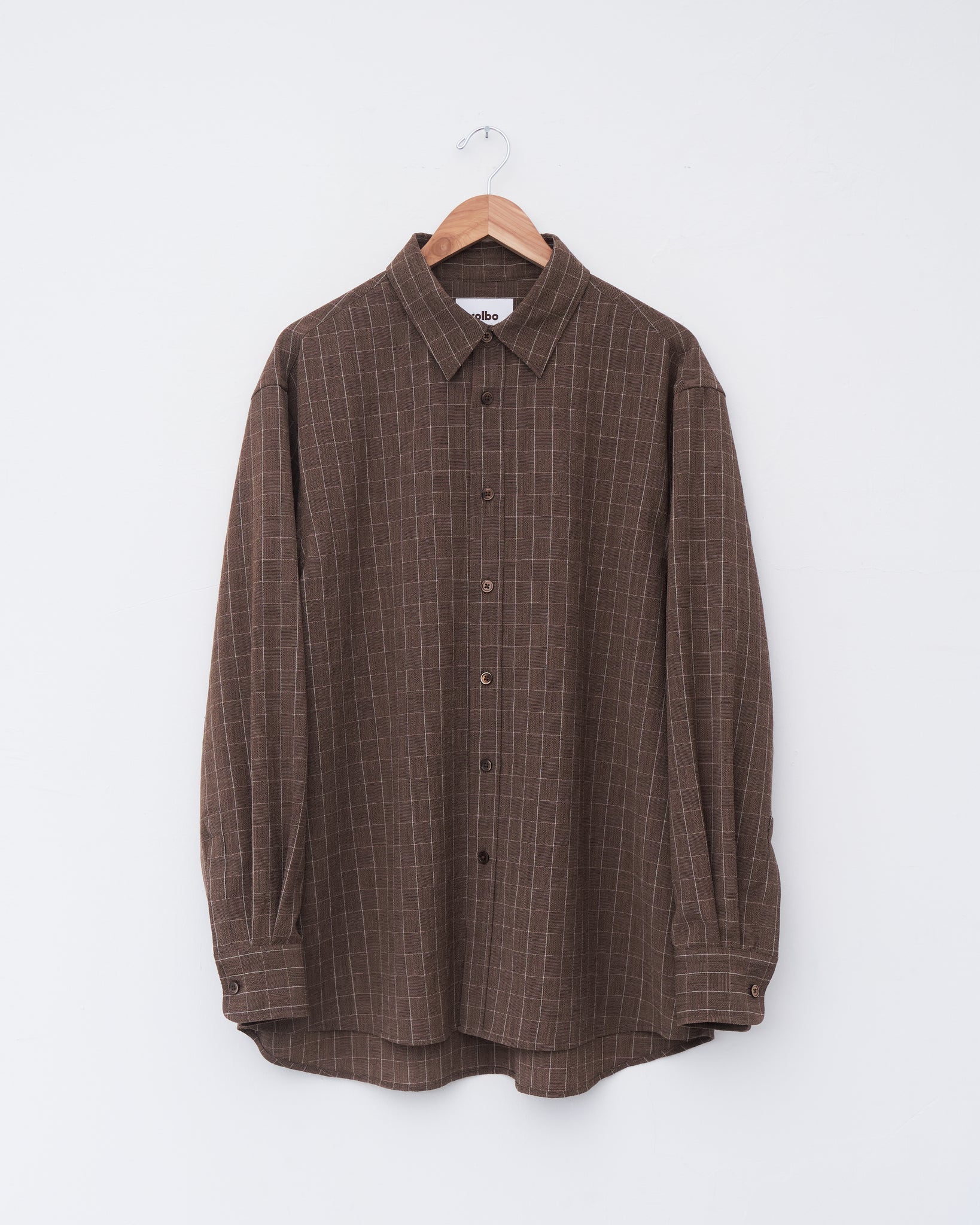 Dress Shirt, Brown Linear Check