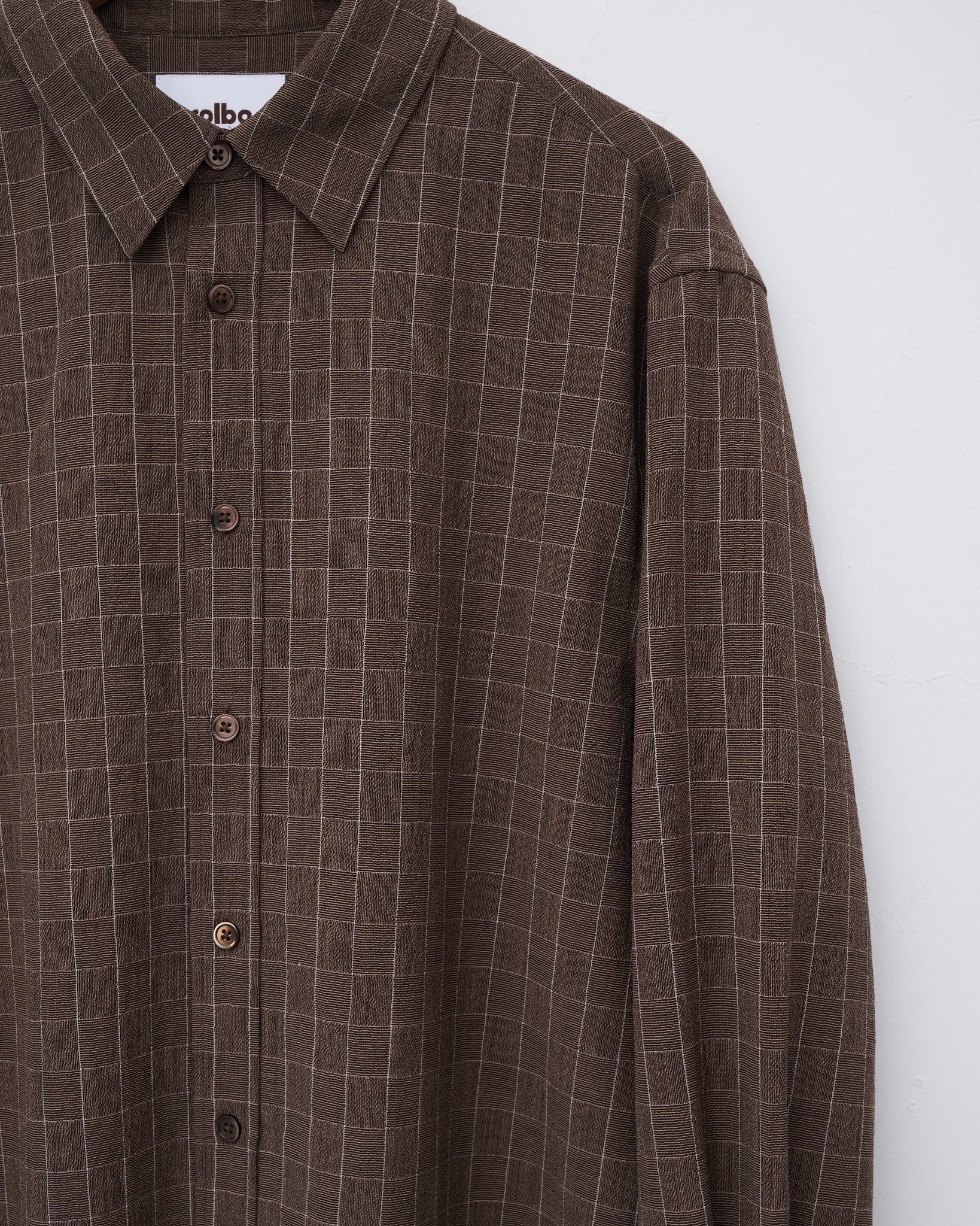 Dress Shirt, Brown Linear Check