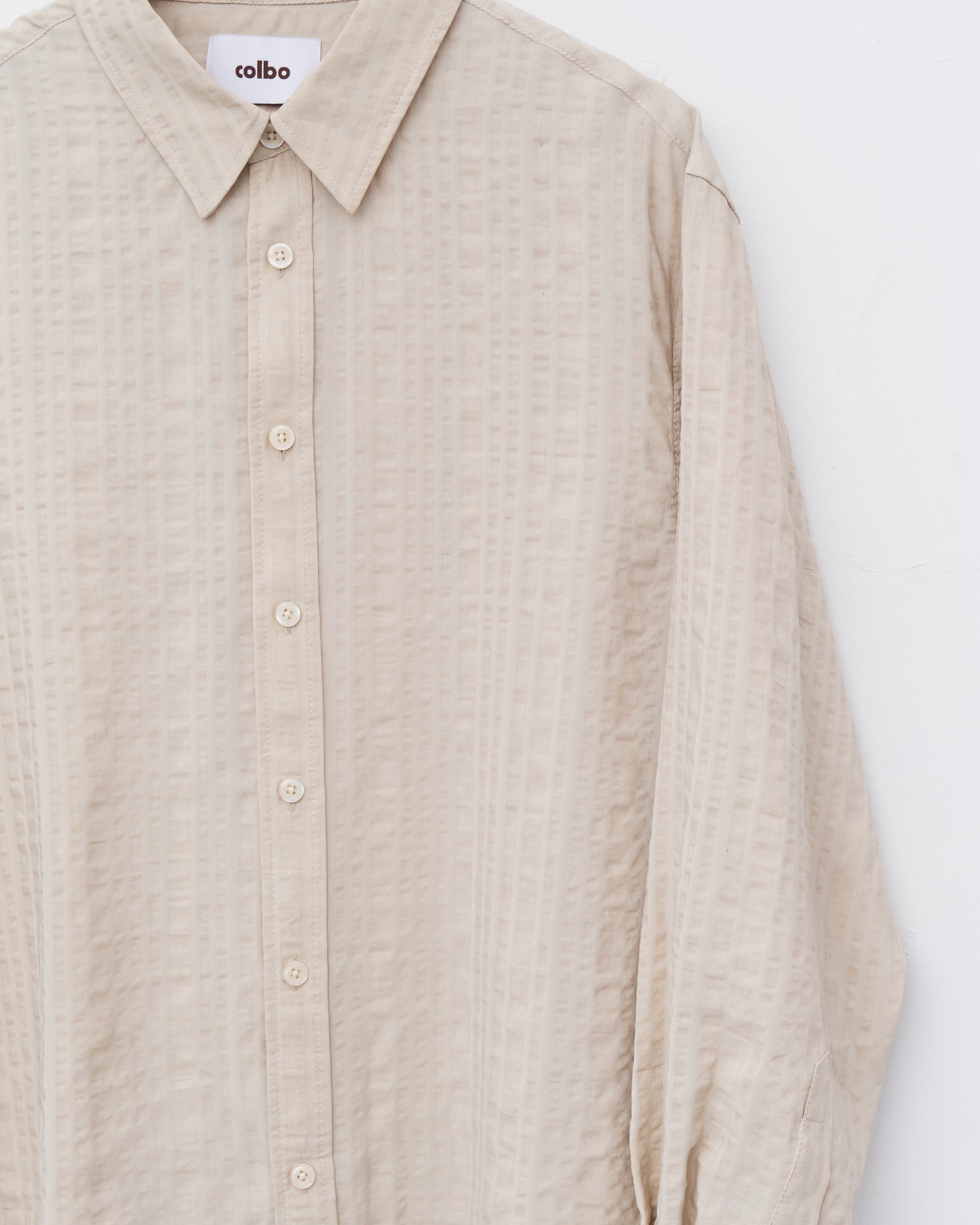 Dress Shirt, Natural Wide Seersucker