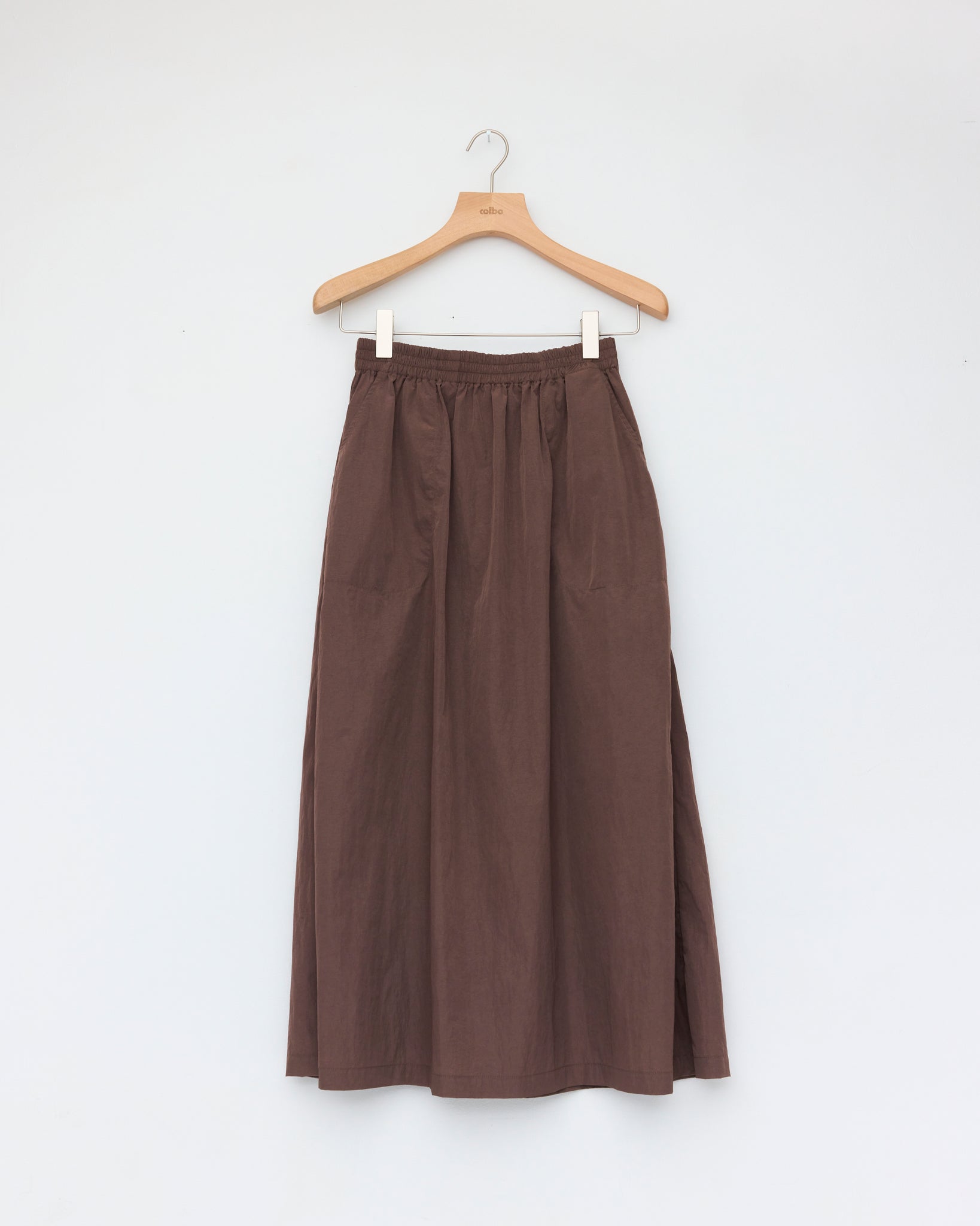 Elastic Skirt, Crinkly Brown Nylon