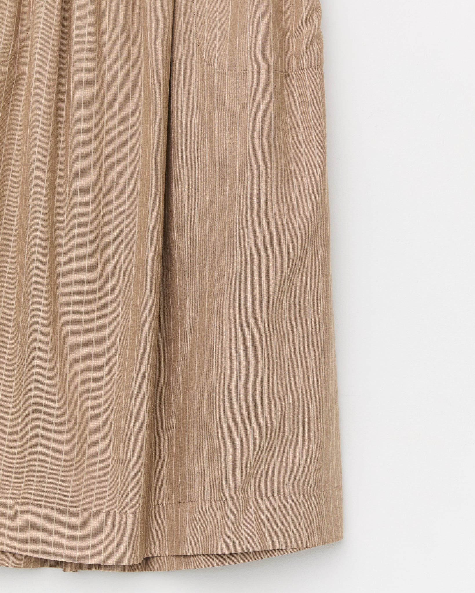 Elastic Waist Skirt, Beige Stripe