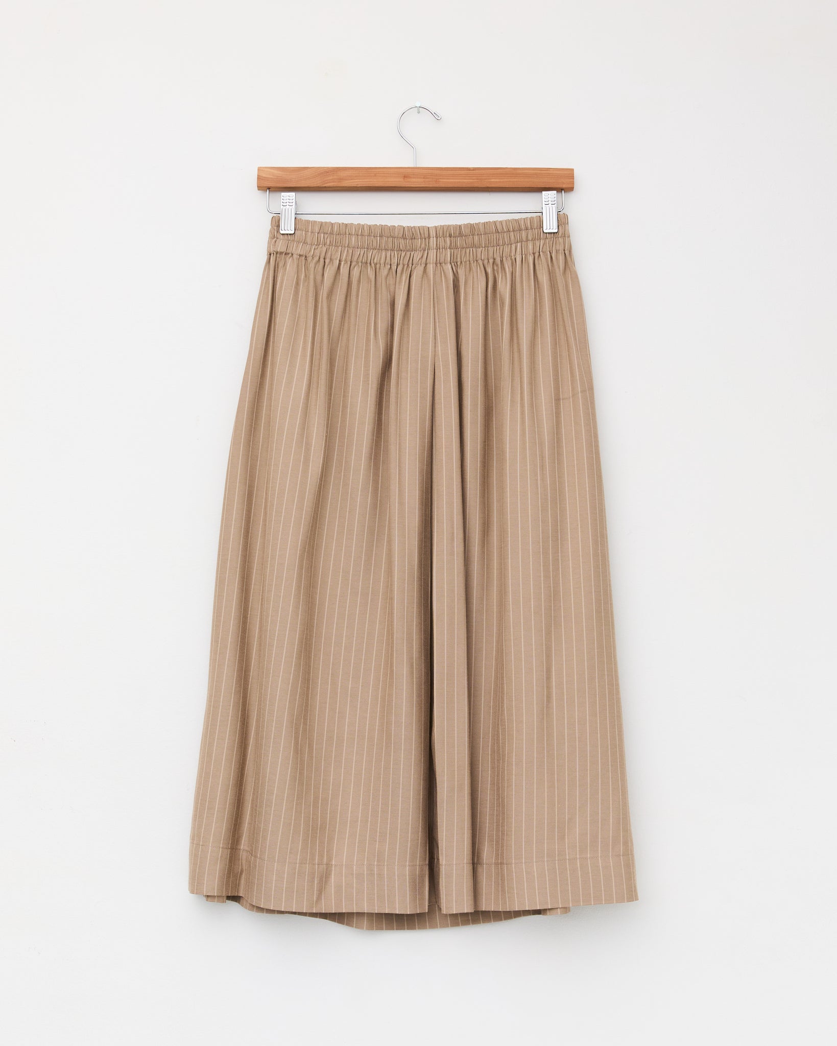 Elastic Waist Skirt, Beige Stripe