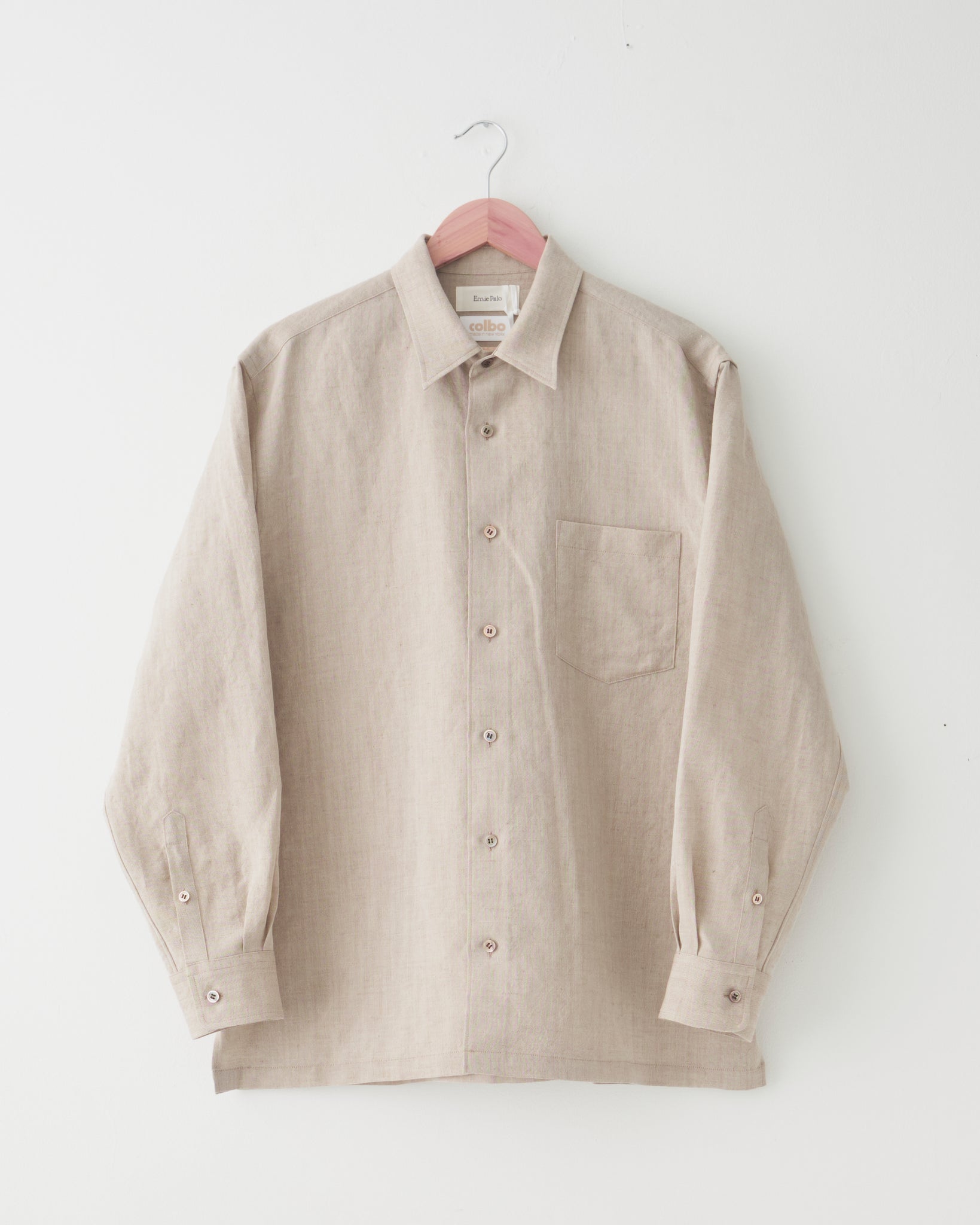 Linen & Wool Buttoned Shirt, Beige