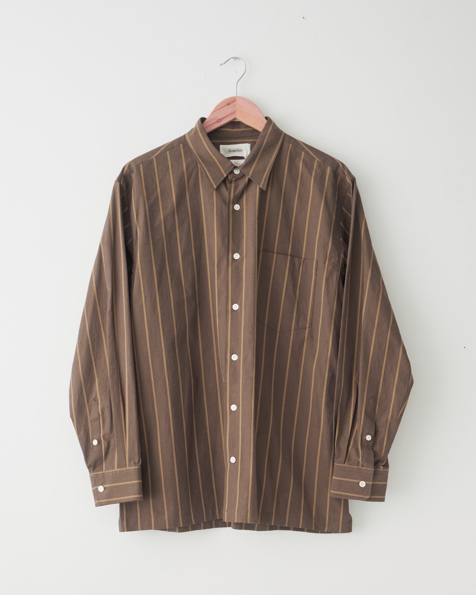 Striped Buttoned Shirt, Brown
