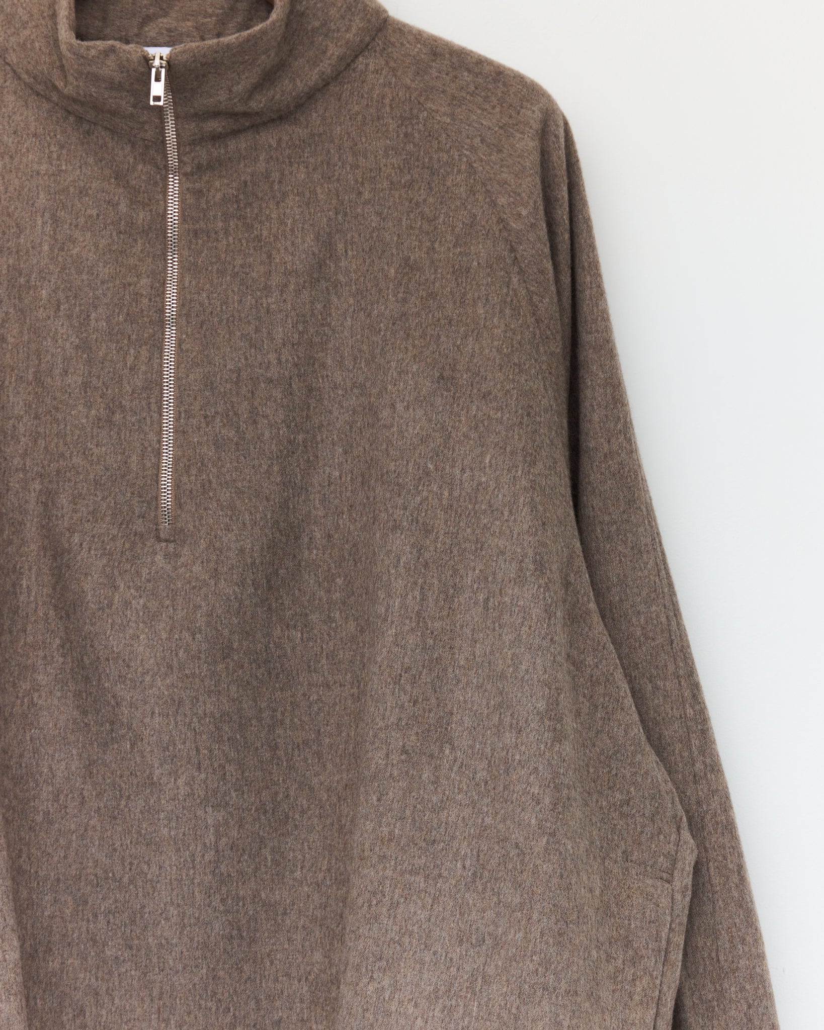 Half Zip Raglan Parka, Greige Melange