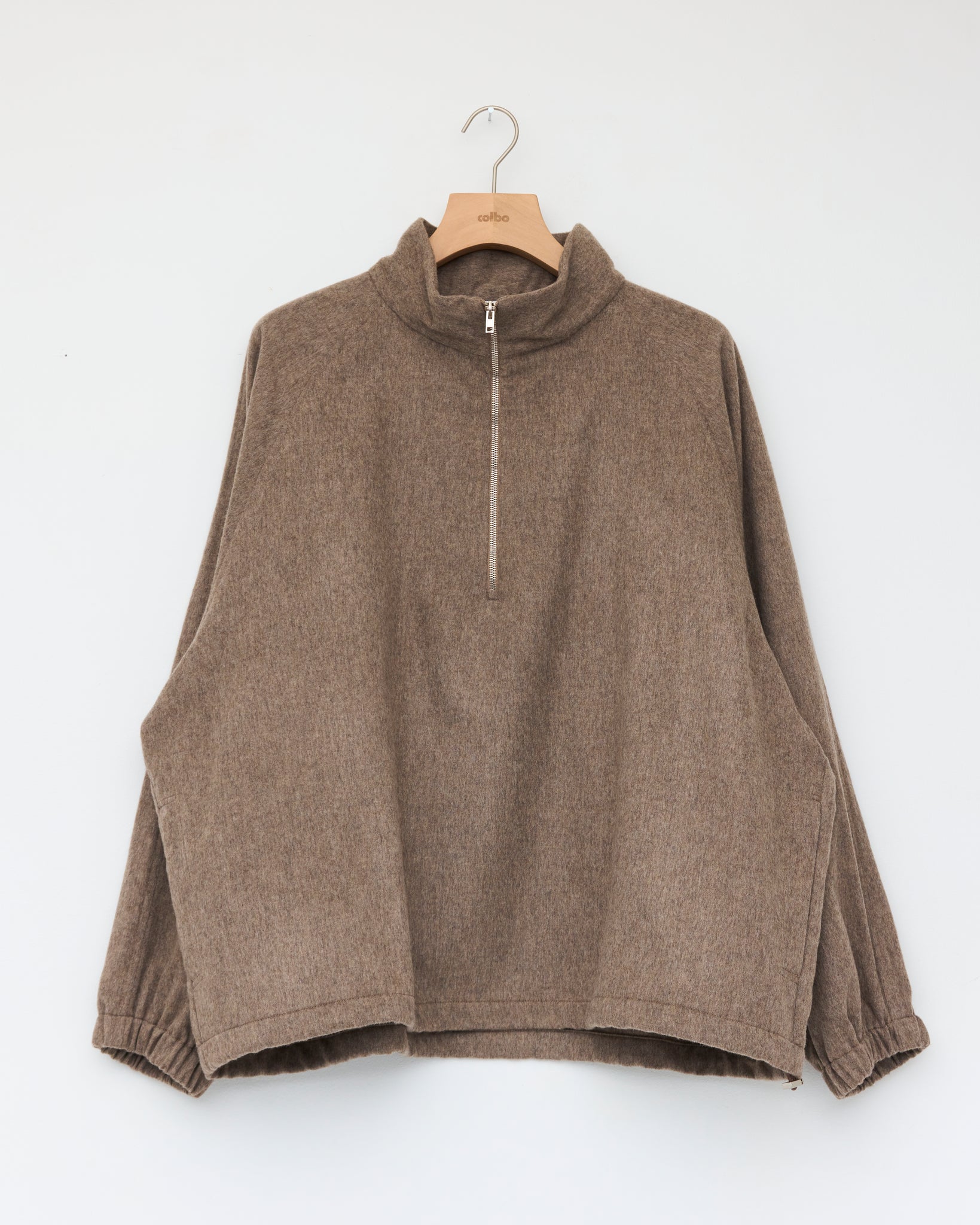 Half Zip Raglan Parka, Greige Melange