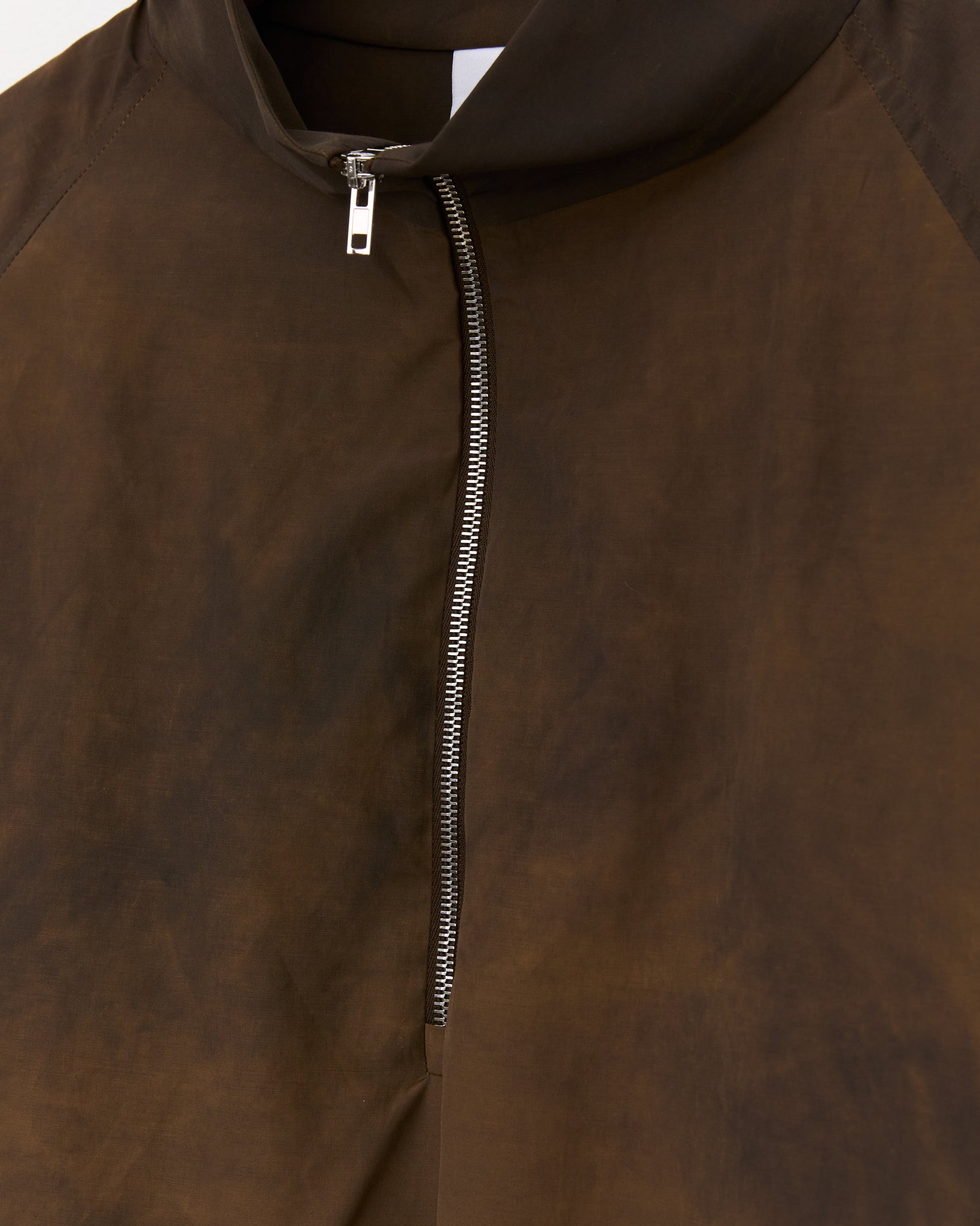 Half Zip Raglan Parka, Wash Dark Brown