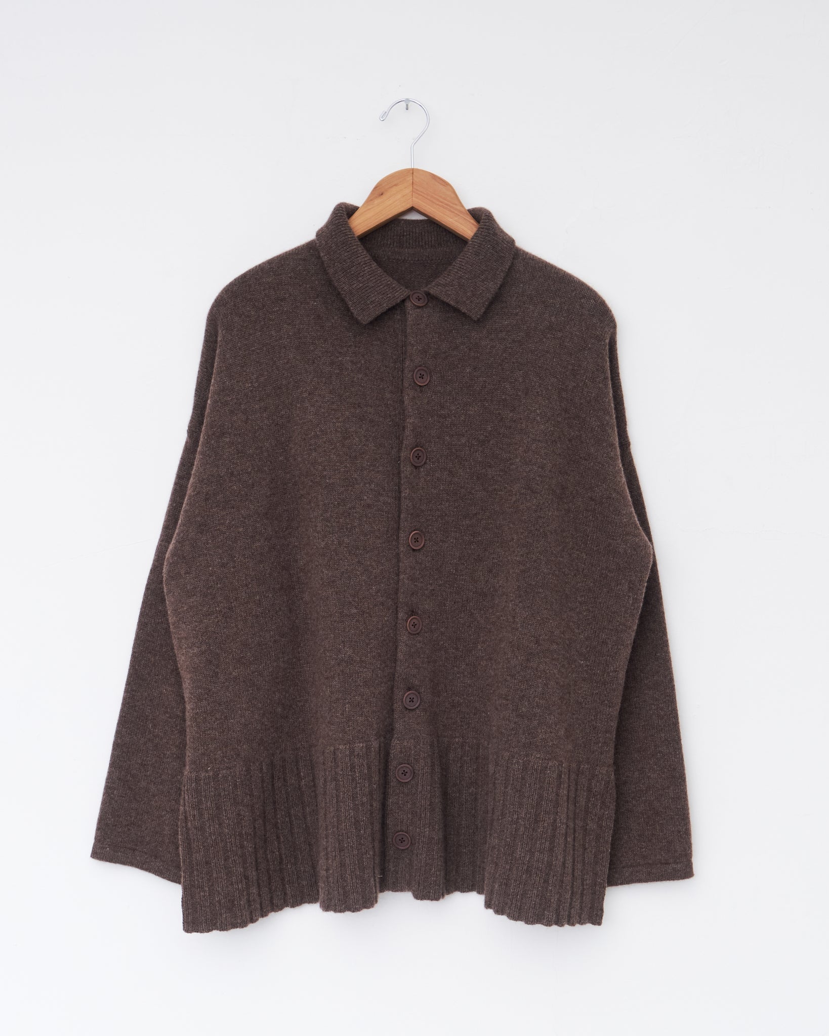 Knit Cardigan Polo, Heather Brown