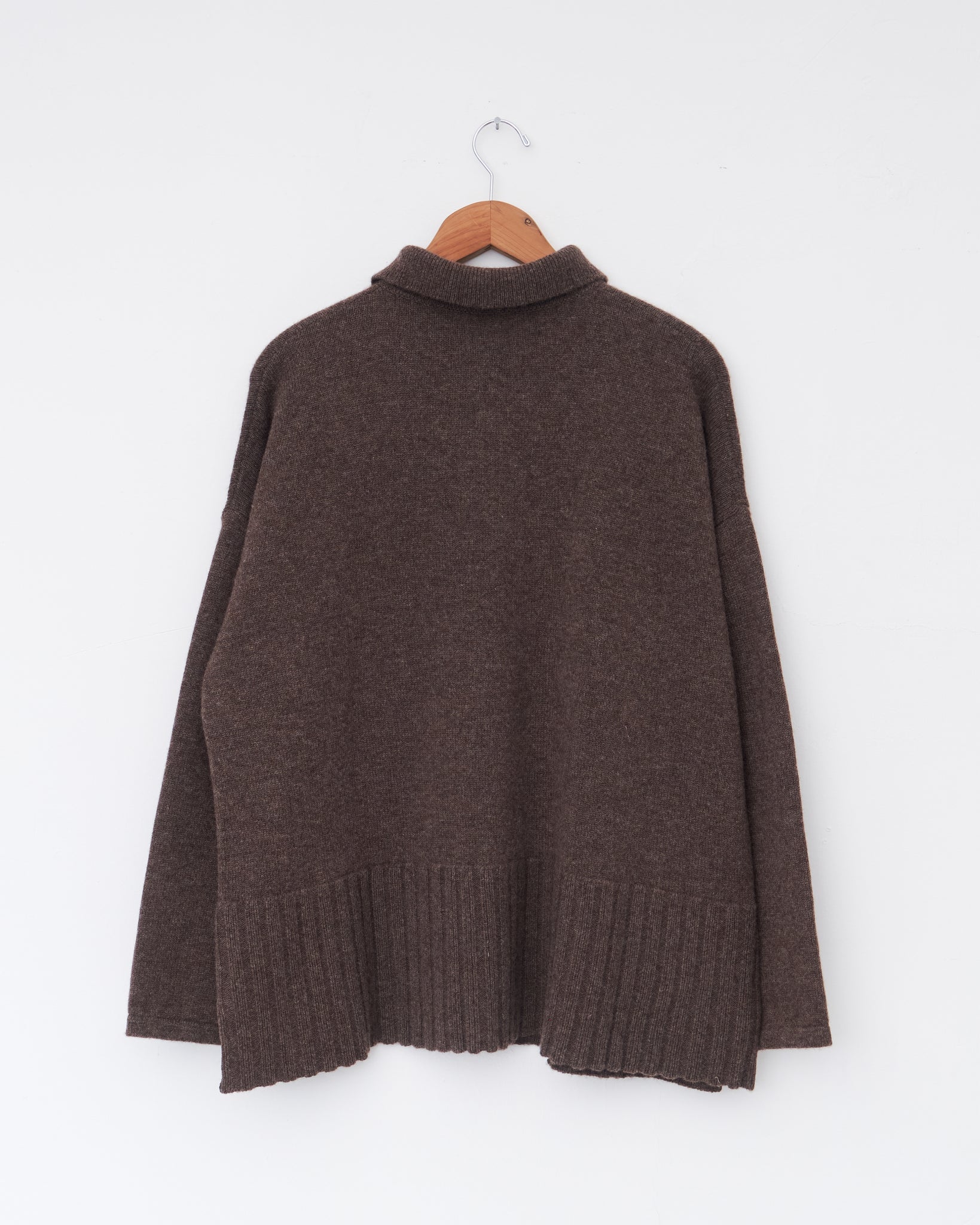 Knit Cardigan Polo, Heather Brown