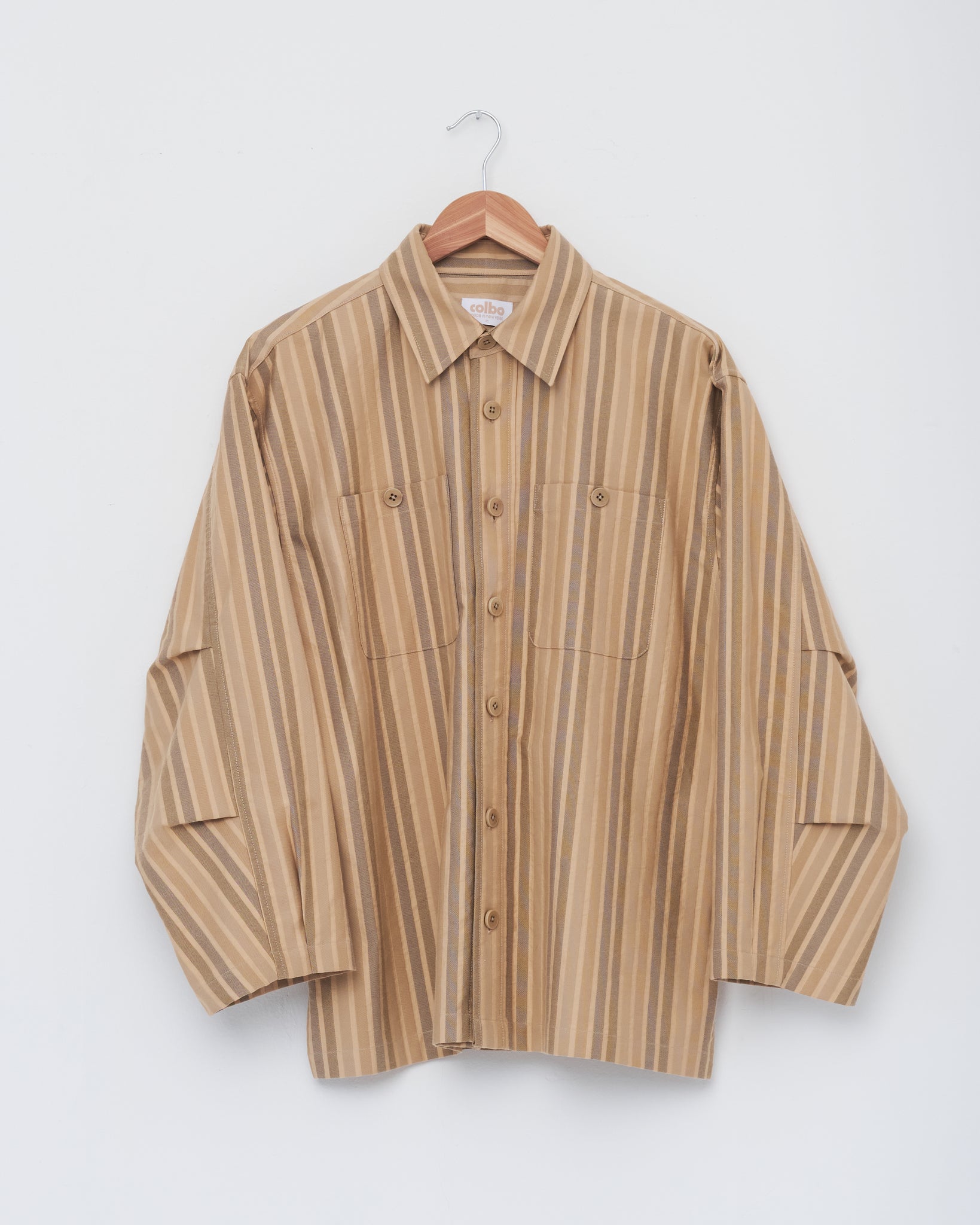 Over Shirt, Taupe Multi Color Stripe