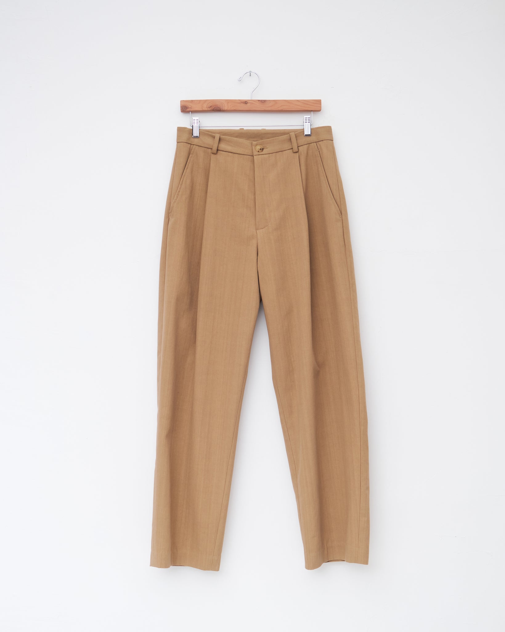 Single Pleat Pants, Dark Beige