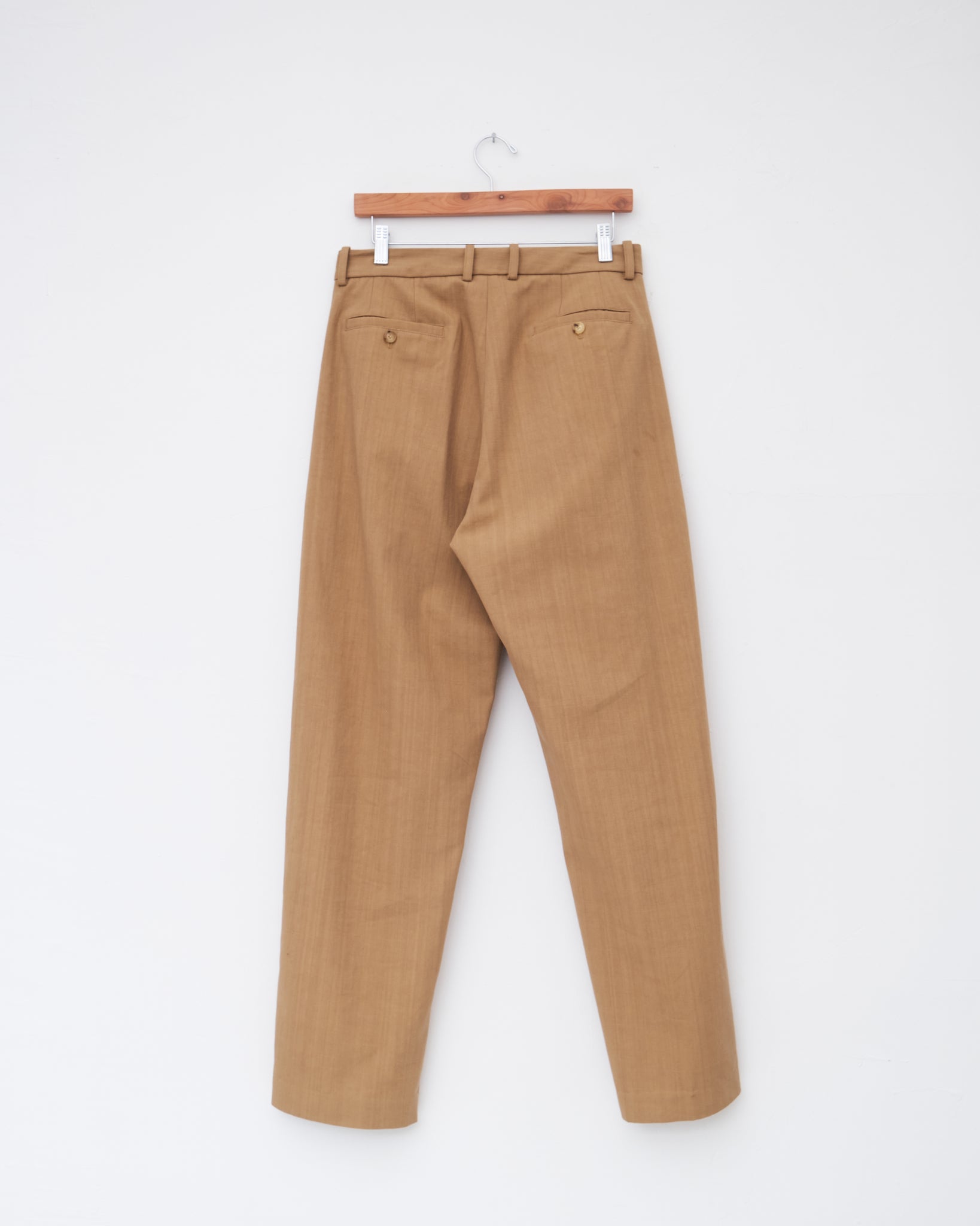 Single Pleat Pants, Dark Beige