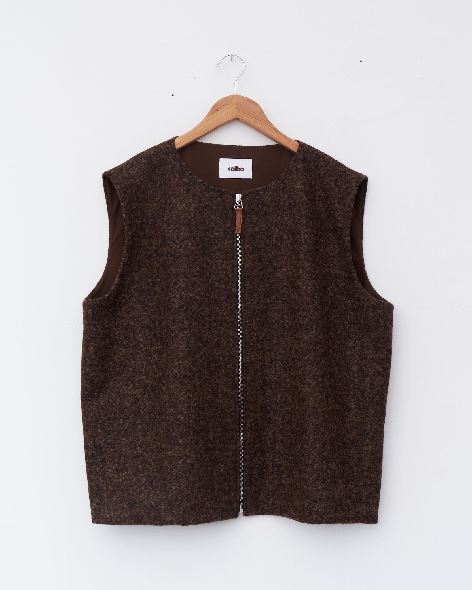 Zip Vest, Speckled Brown