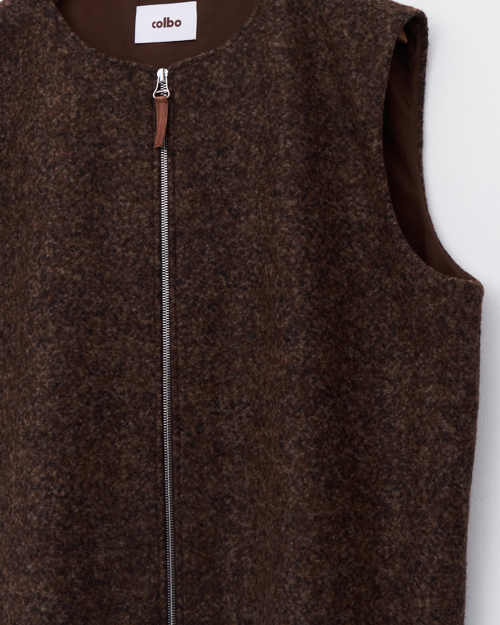 Zip Vest, Speckled Brown