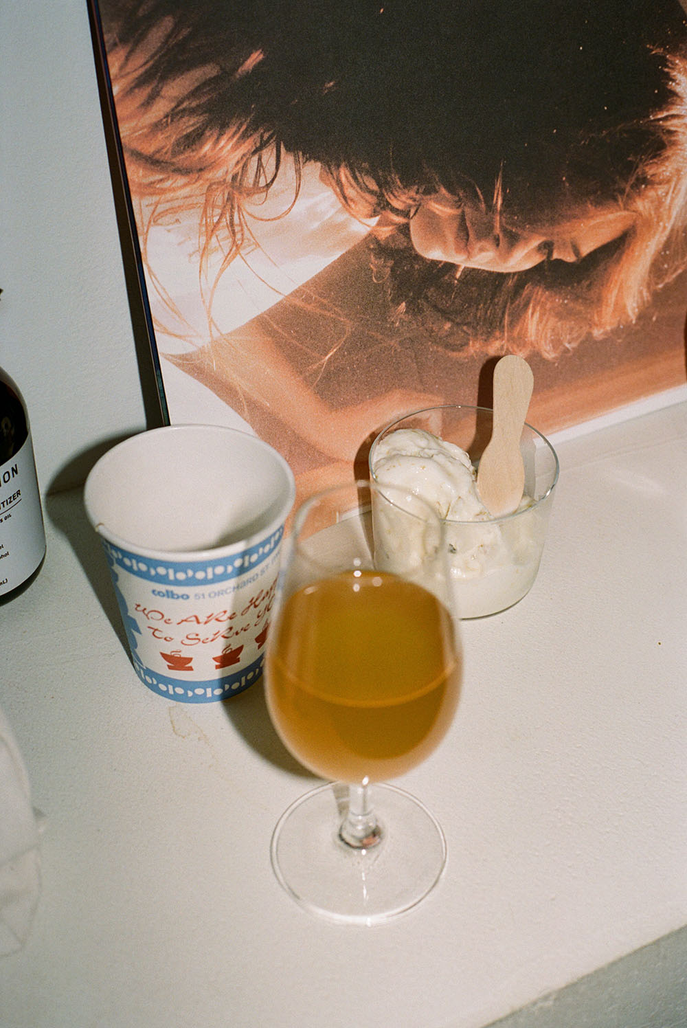 A drink on the counter at Colbo