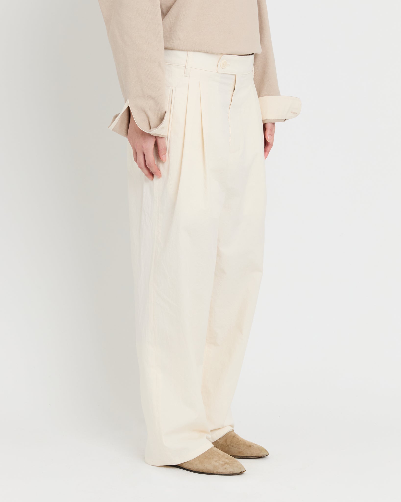 Double Pleat Pants, Natural