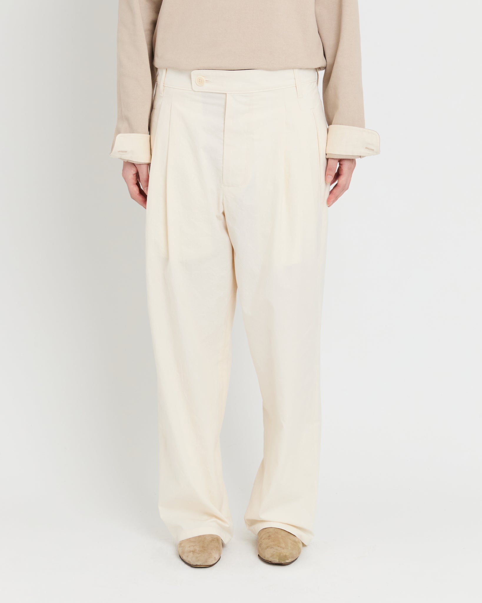 Double Pleat Pants, Natural