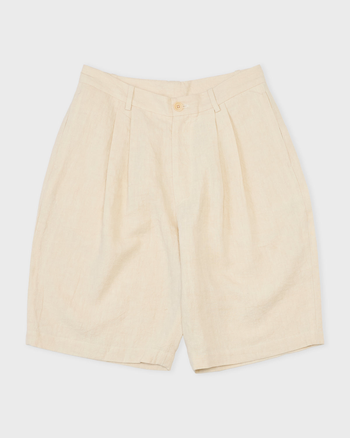 Colbo Dress Shorts in stone linen-ramie, front, flat lay
