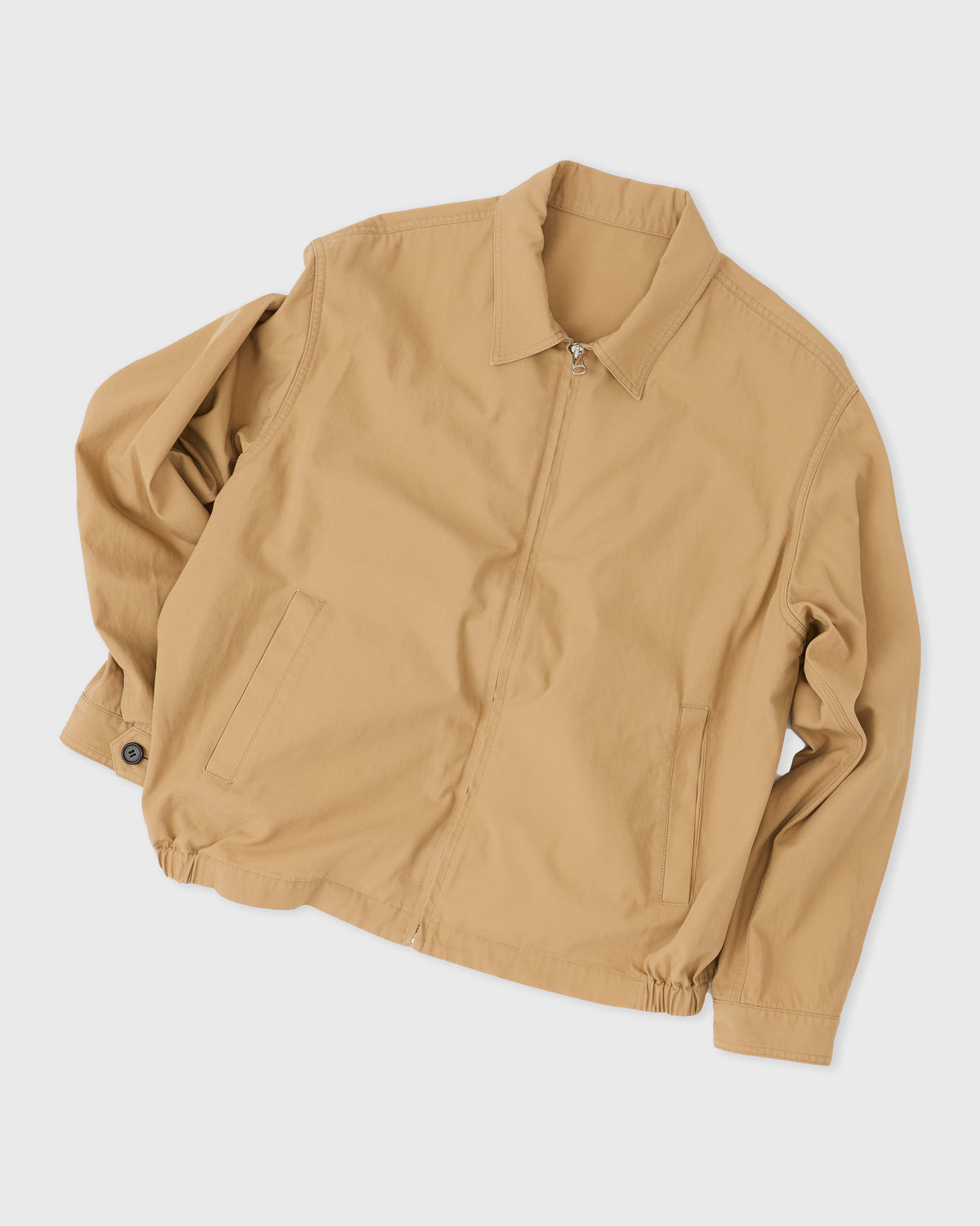 Ernie Palo Cotton Woven Blouson in beige, front, loosely arranged flat lay