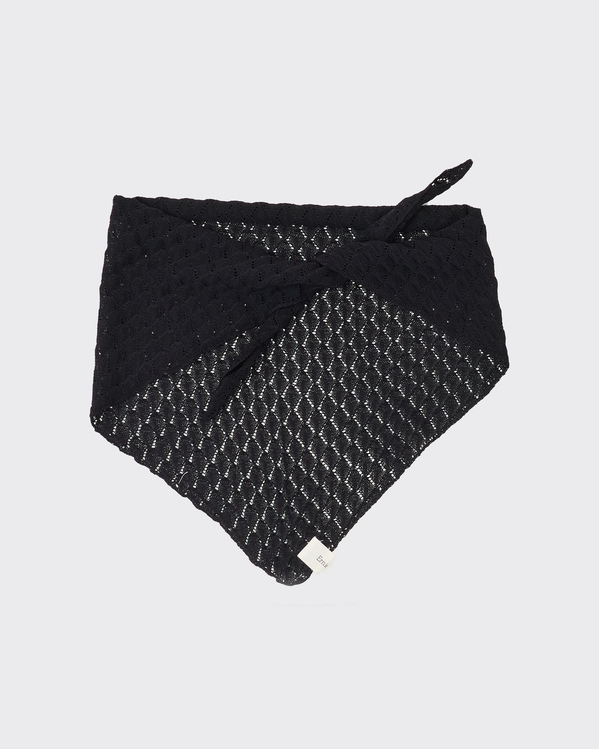 Open Work Knit Scarf, Black – Colbo