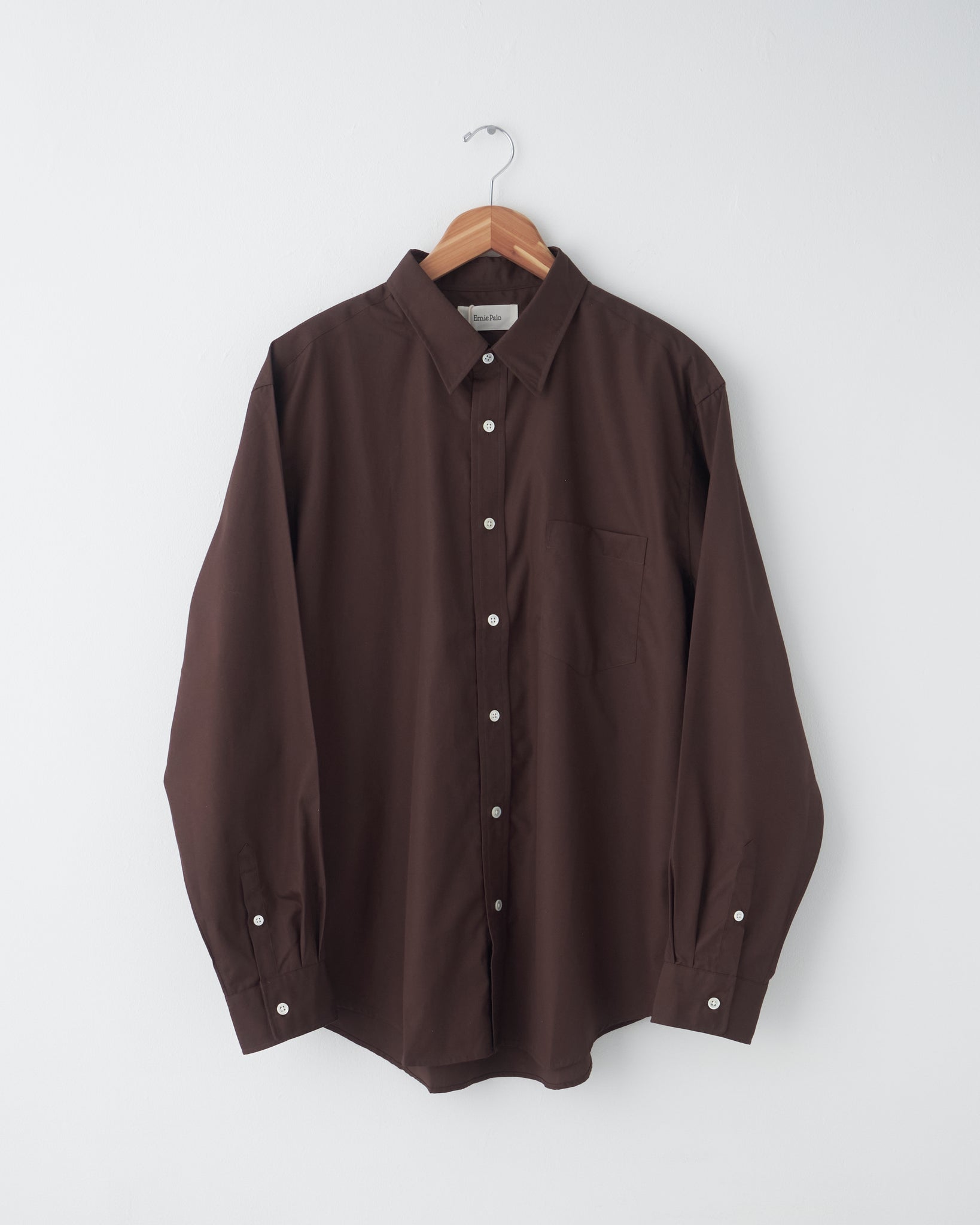 Cotton Buttoned Shirt, Dark Brown