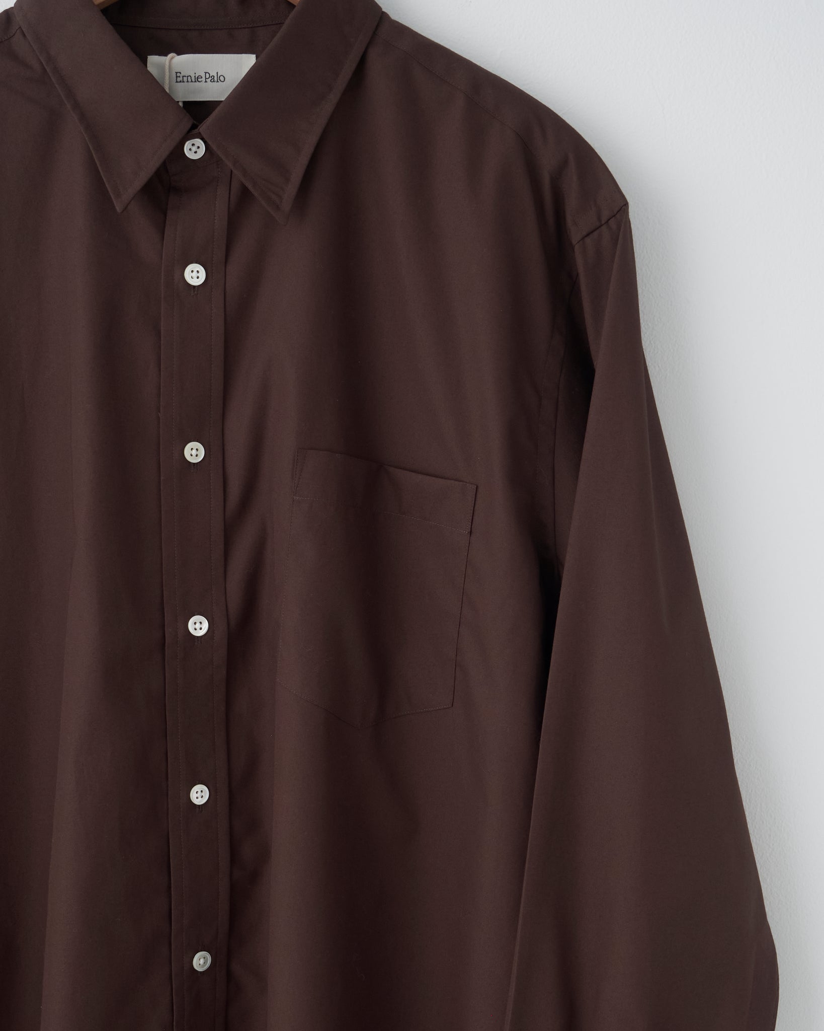 Cotton Buttoned Shirt, Dark Brown