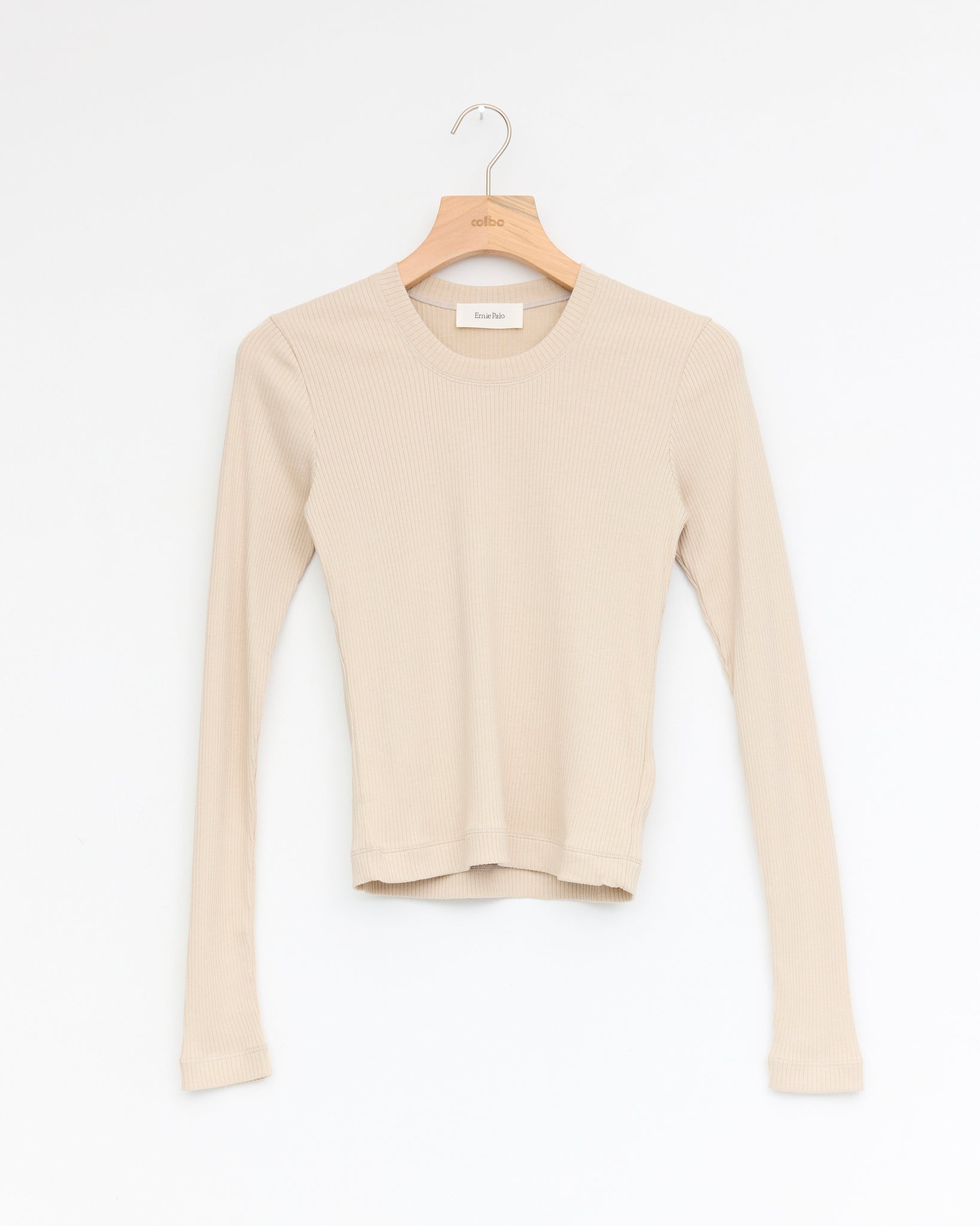 Extra Thin Ribbed Pullover, Beige