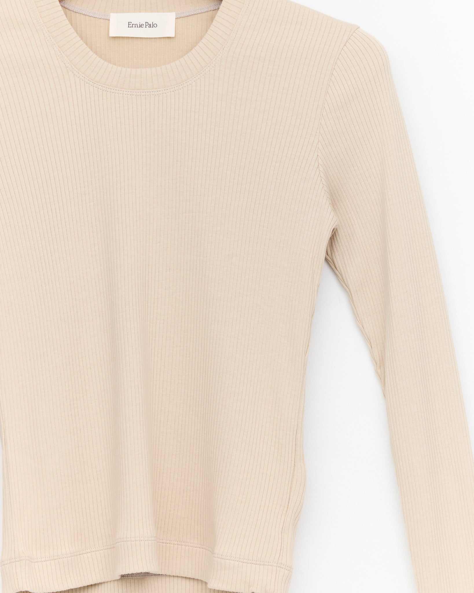 Extra Thin Ribbed Pullover, Beige