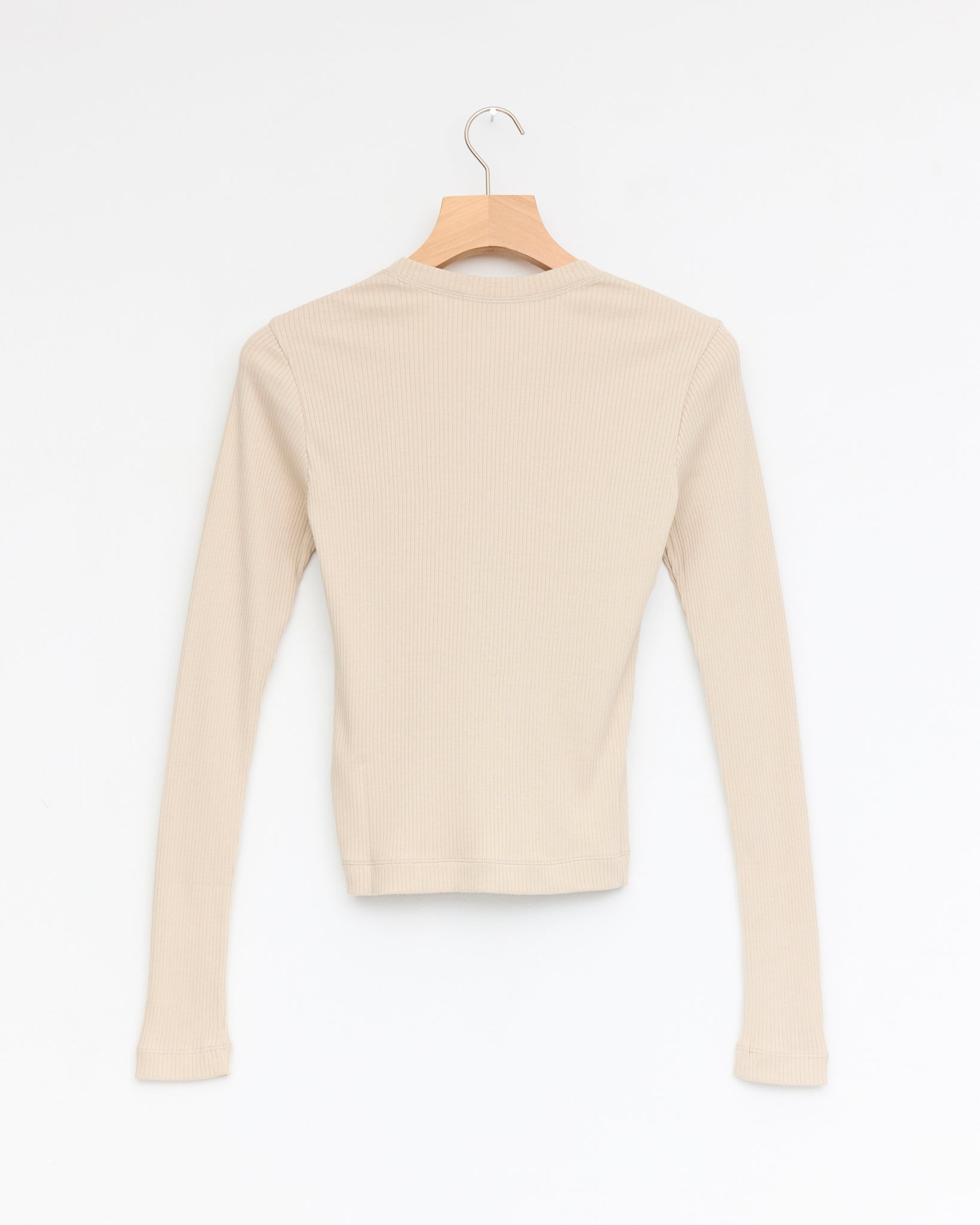 Extra Thin Ribbed Pullover, Beige
