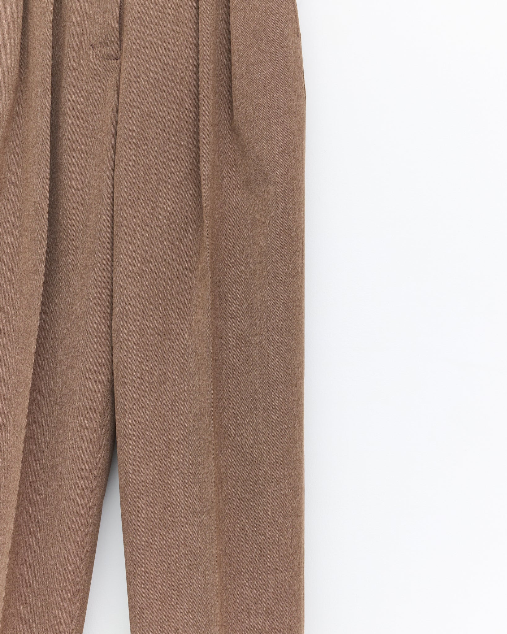 Wool Pleated Pants, Brown
